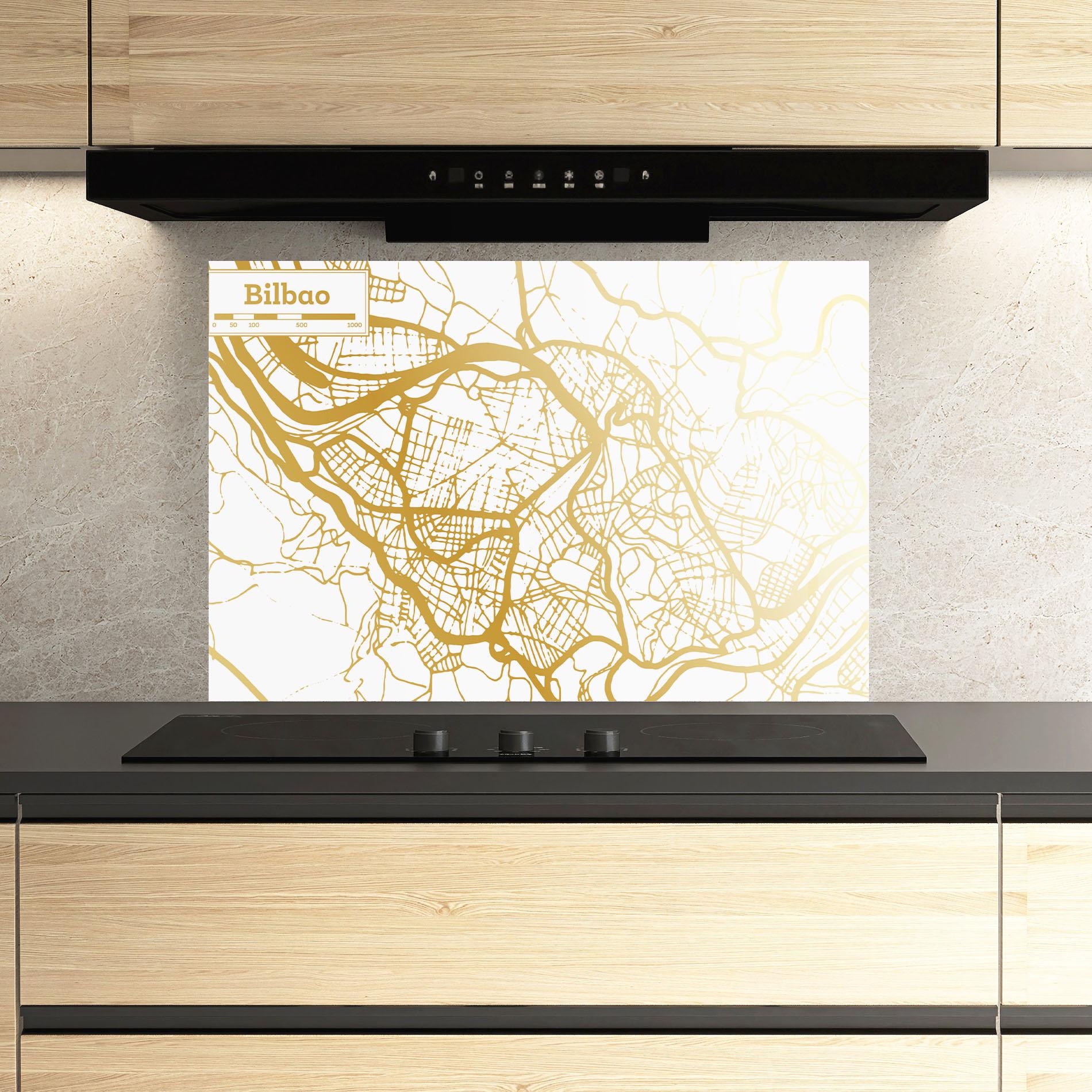 Panou Sticla Bucatarie Bilbao Gold Map mockup 3