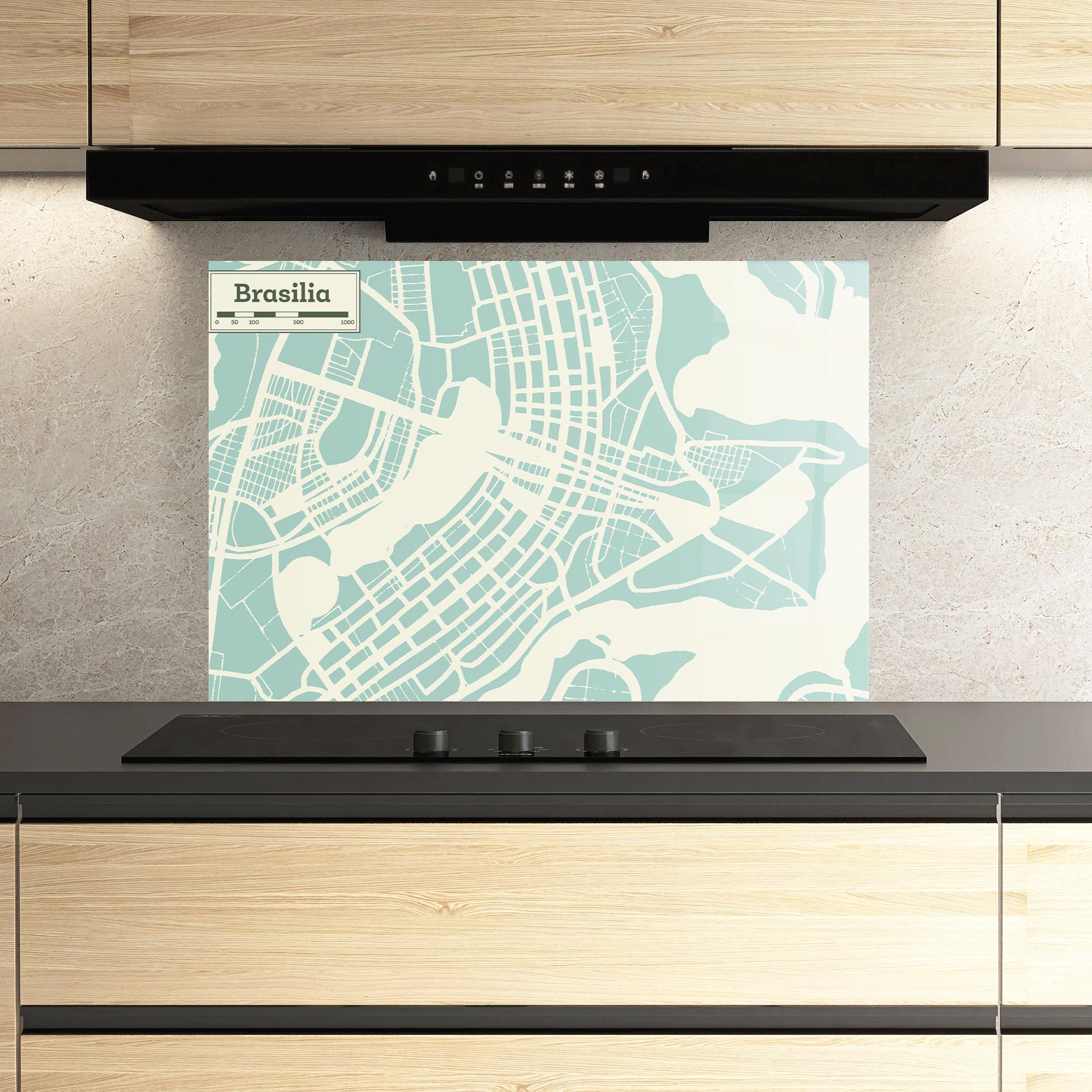 Panou Sticla Bucatarie Brasilia Map mockup 3