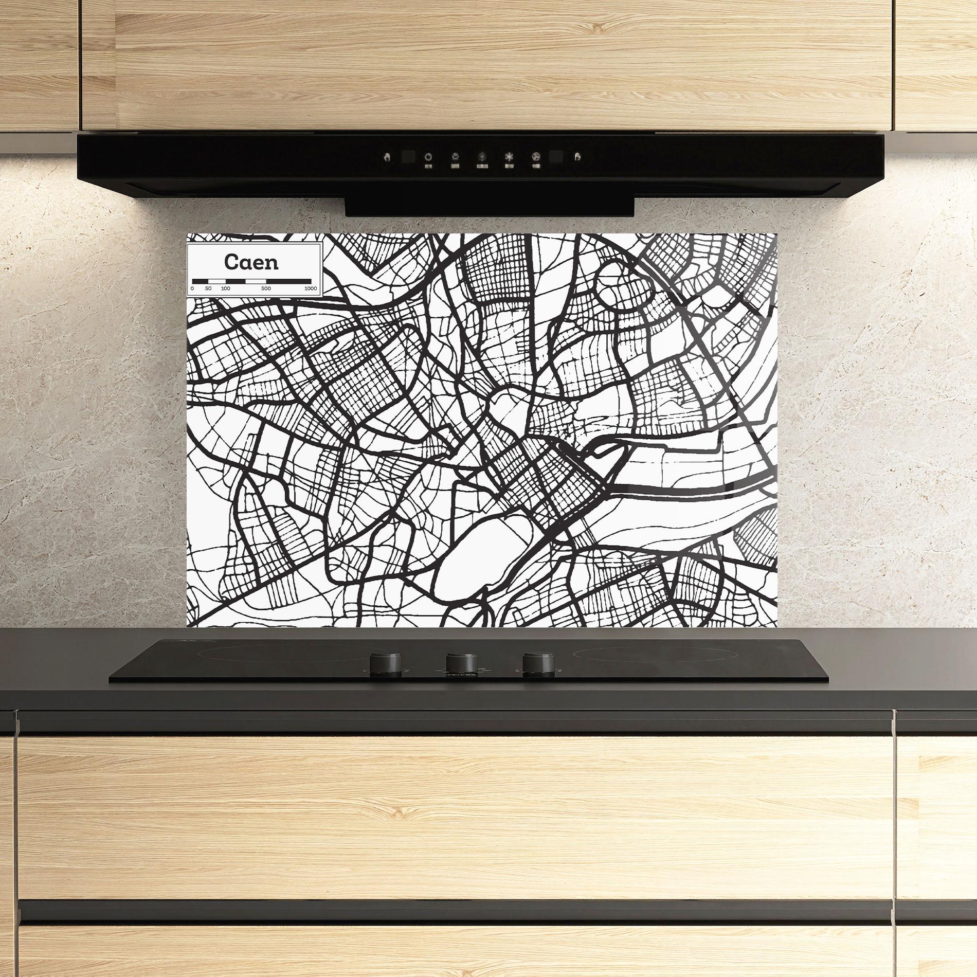 Panou Sticla Bucatarie Caen Map mockup 3