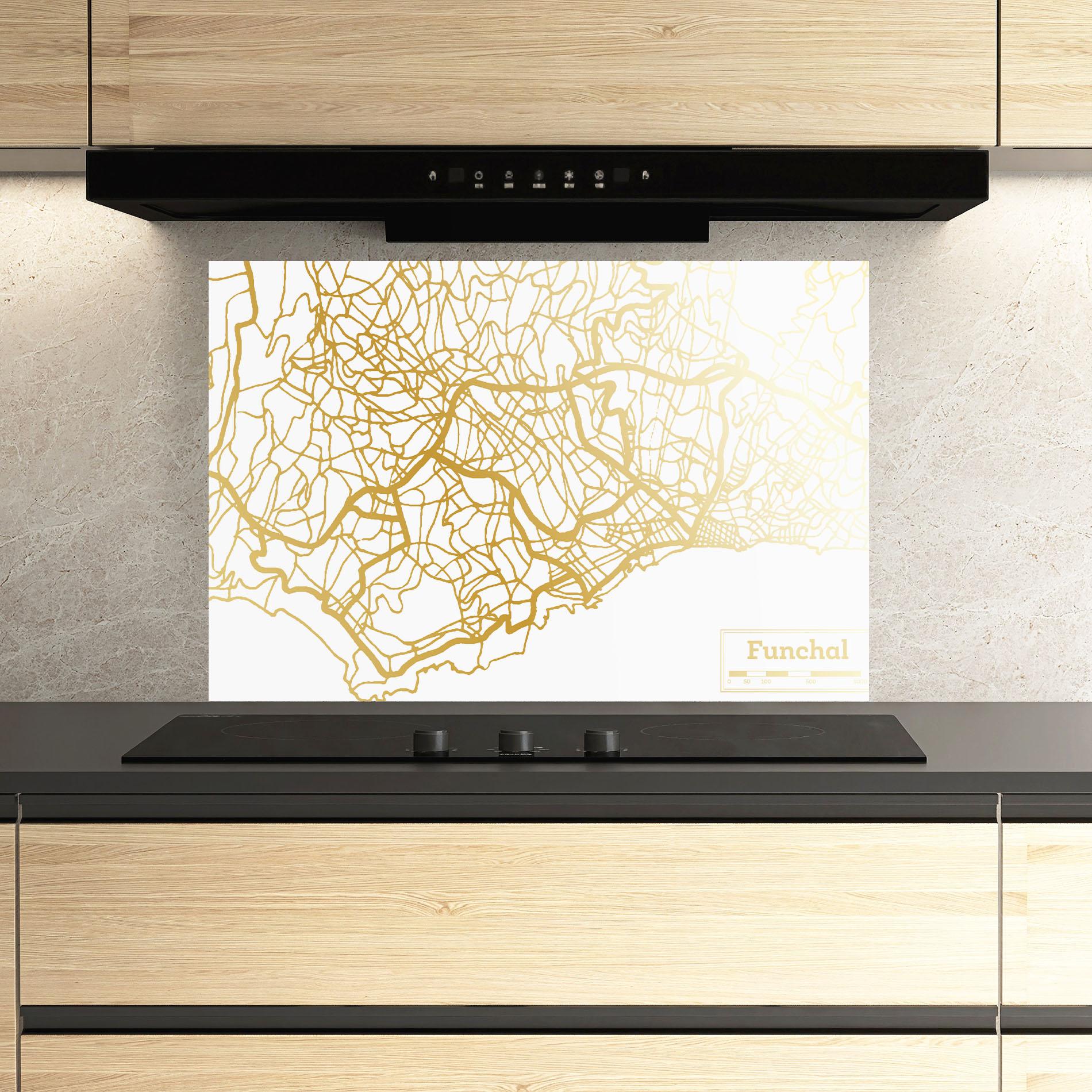 Panou Sticla Bucatarie Funchal Gold Map mockup 3