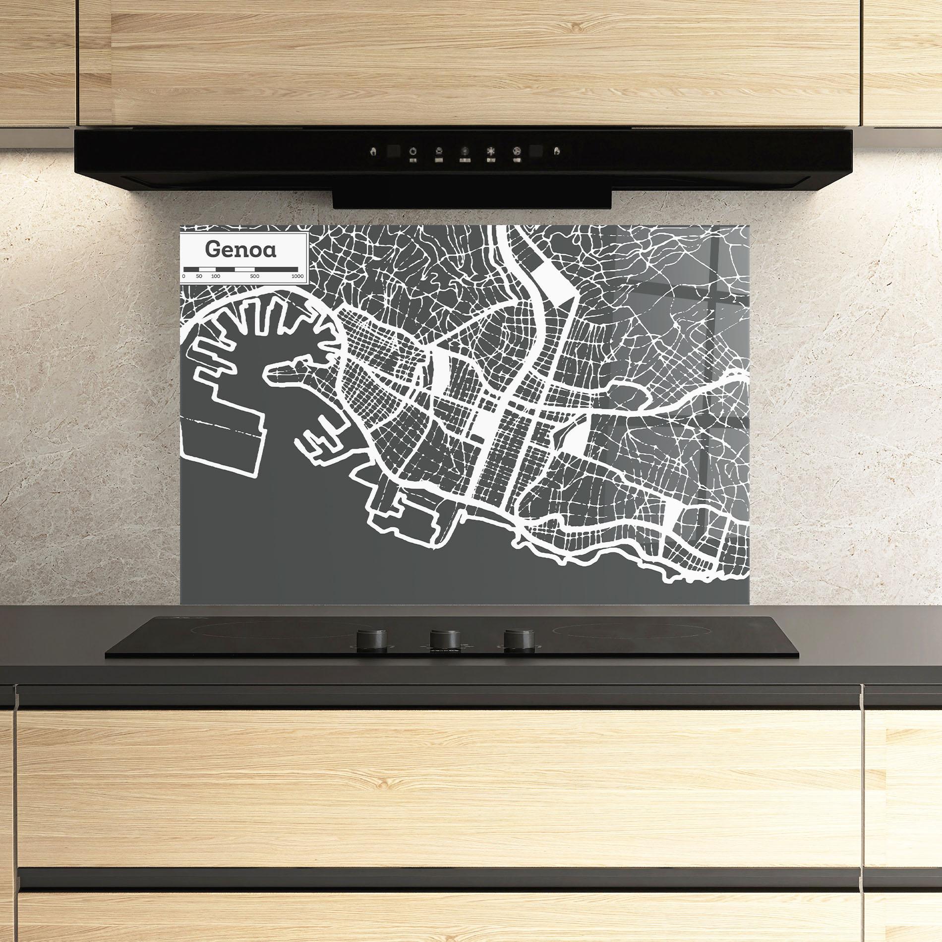 Panou Sticla Bucatarie Genoa Map mockup 3