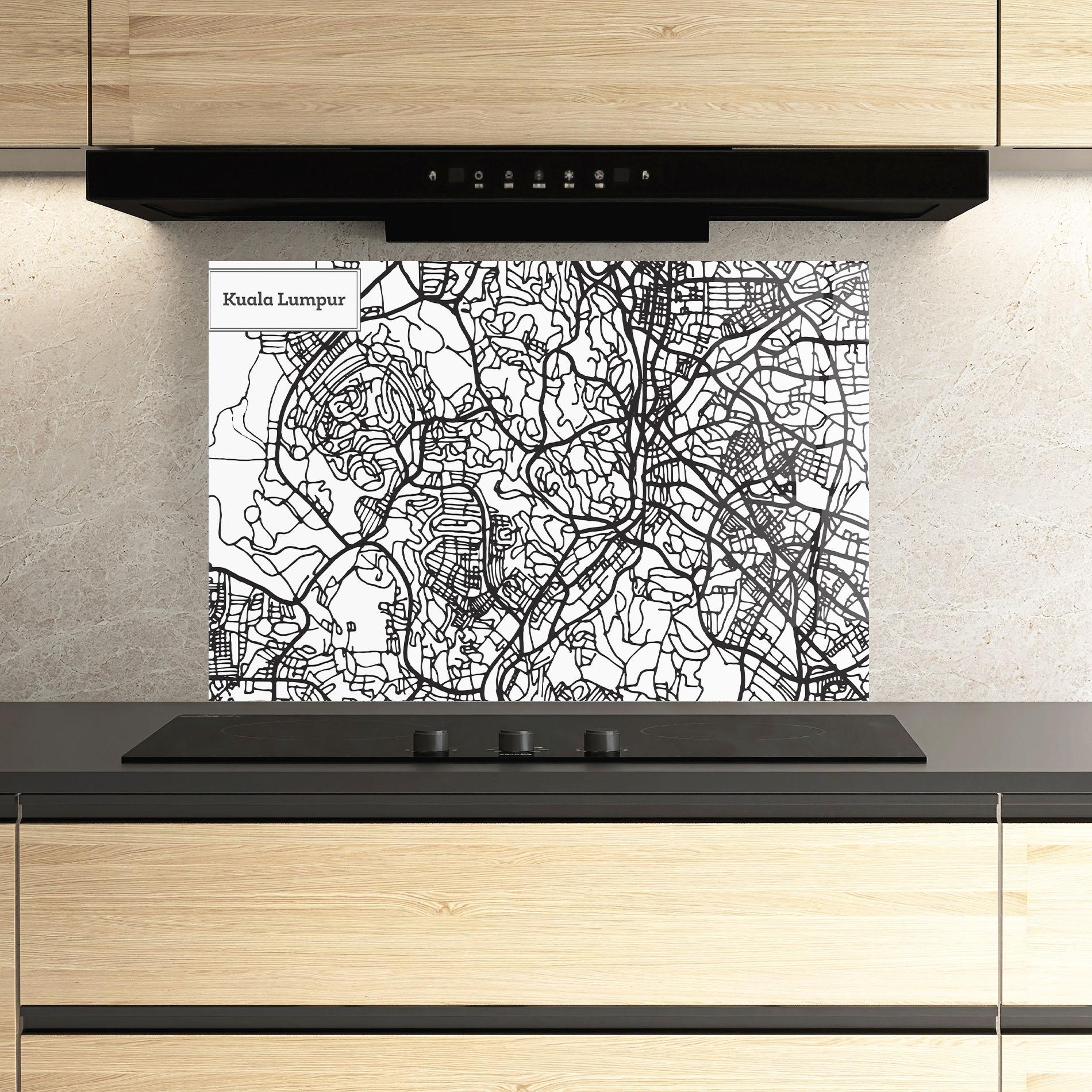 Panou Sticla Bucatarie Kuala Lumpur Map mockup 3