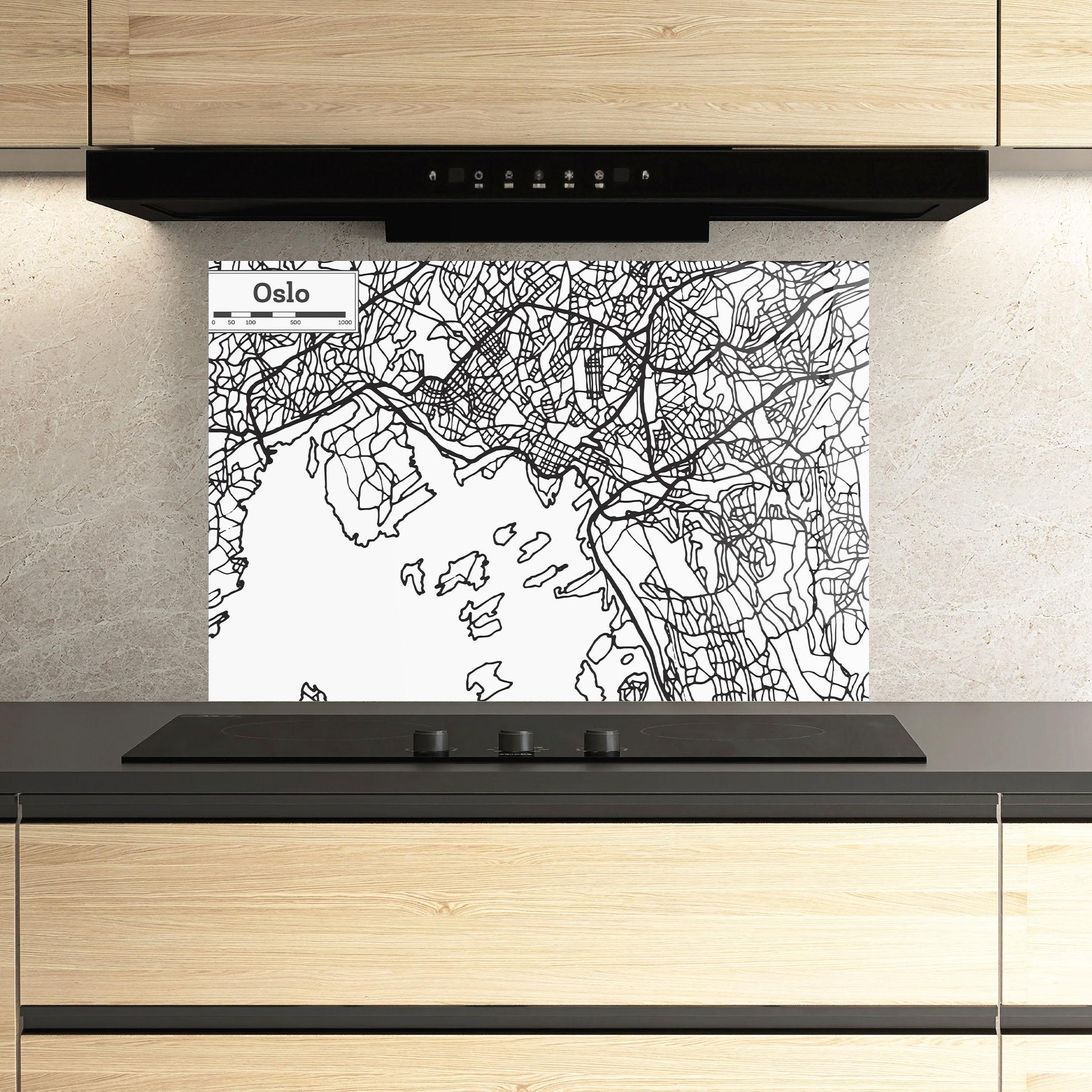 Panou Sticla Bucatarie Oslo Map mockup 3