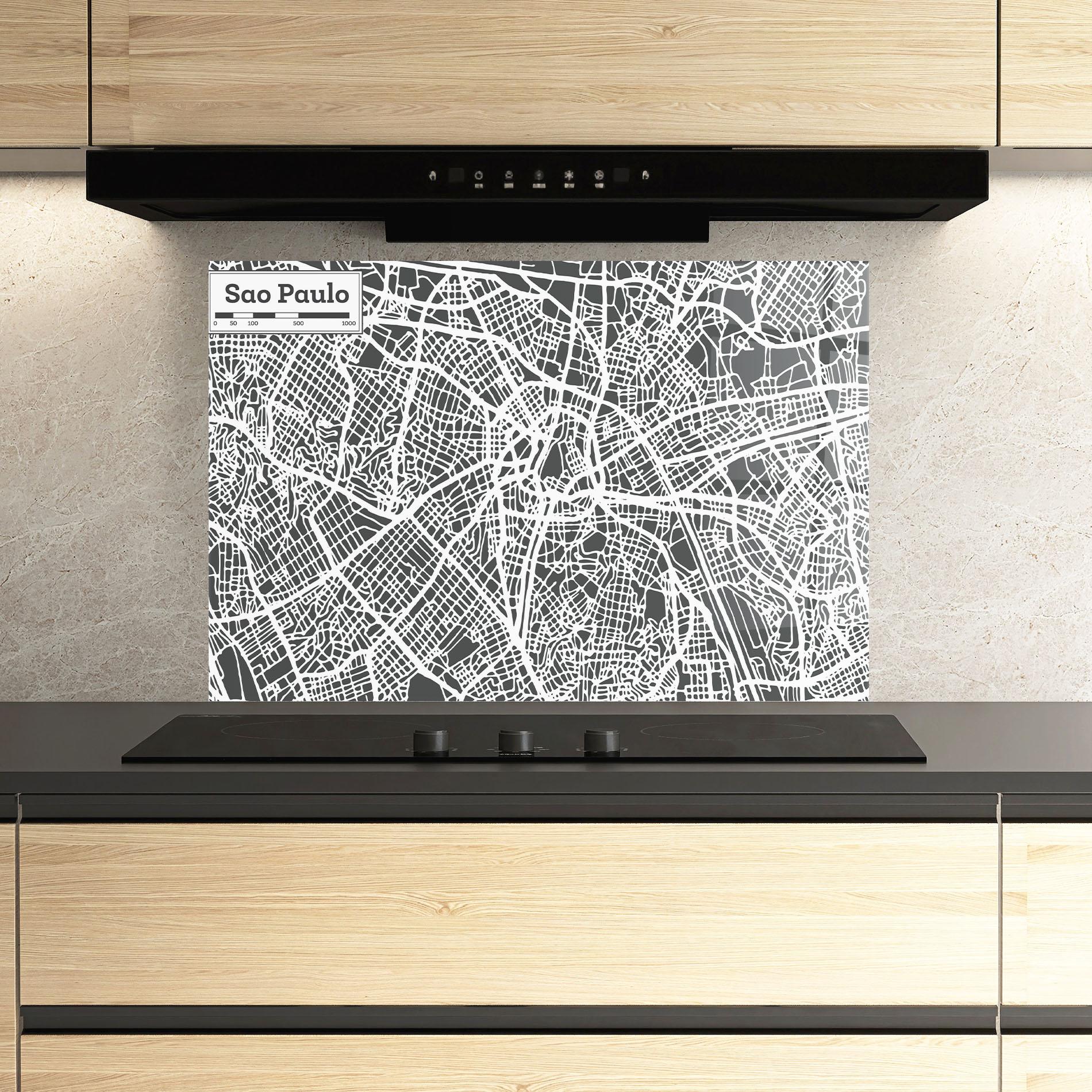 Panou Sticla Bucatarie Sao Paulo Map mockup 3