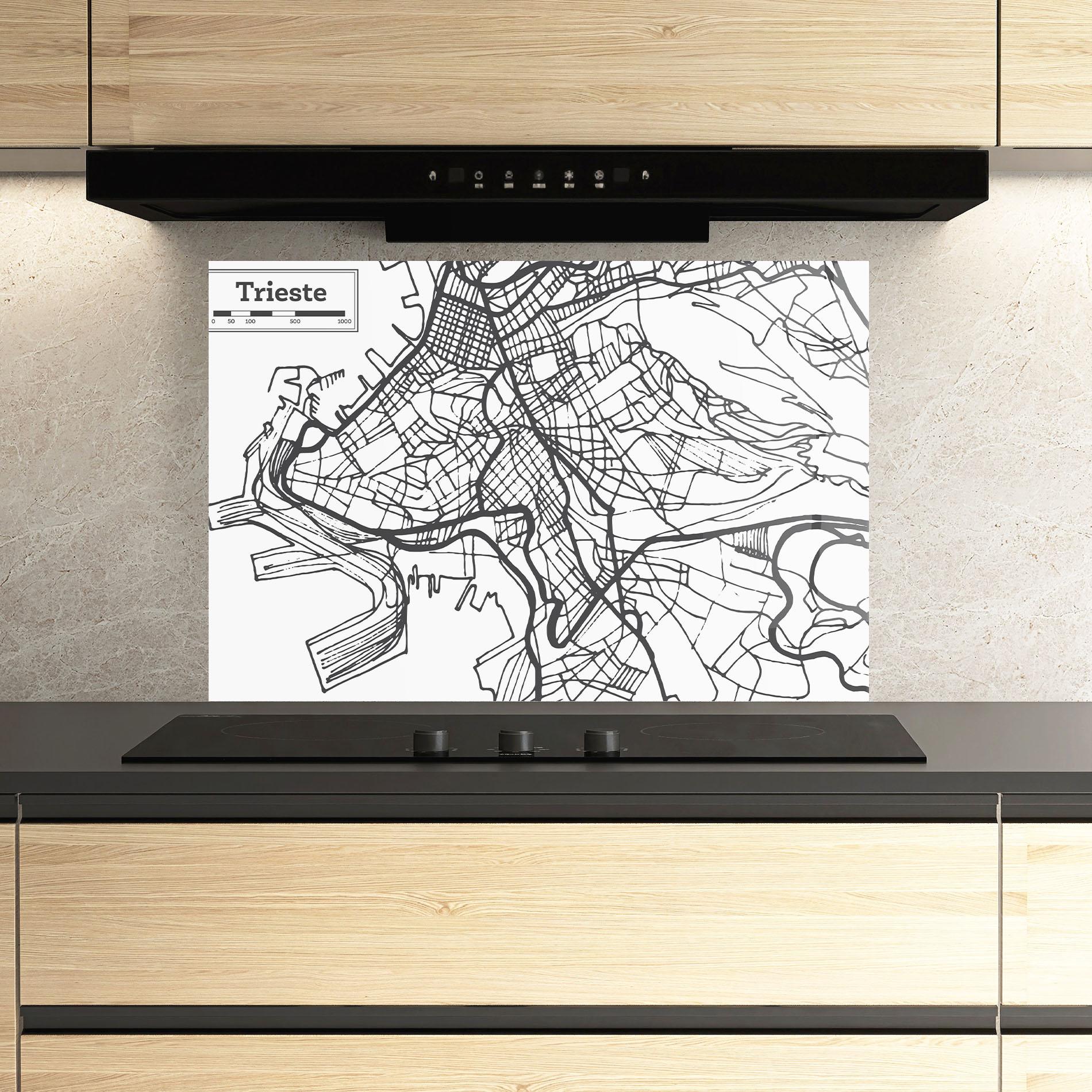 Panou Sticla Bucatarie Trieste Map mockup 3