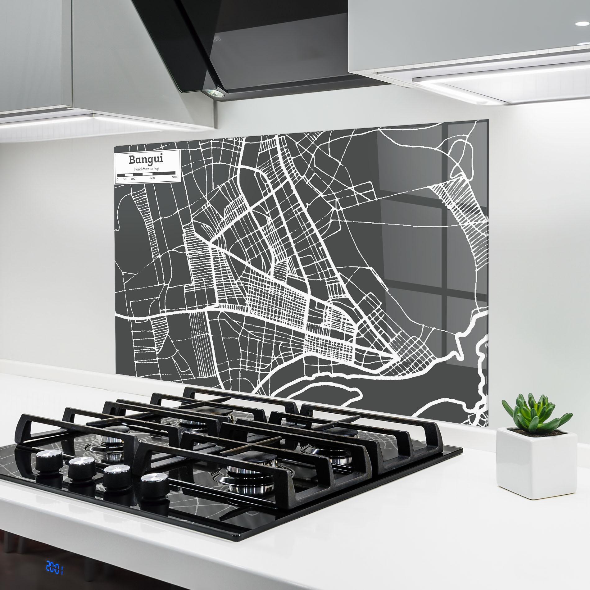Panou Sticla Bucatarie Bangui Map mockup 6