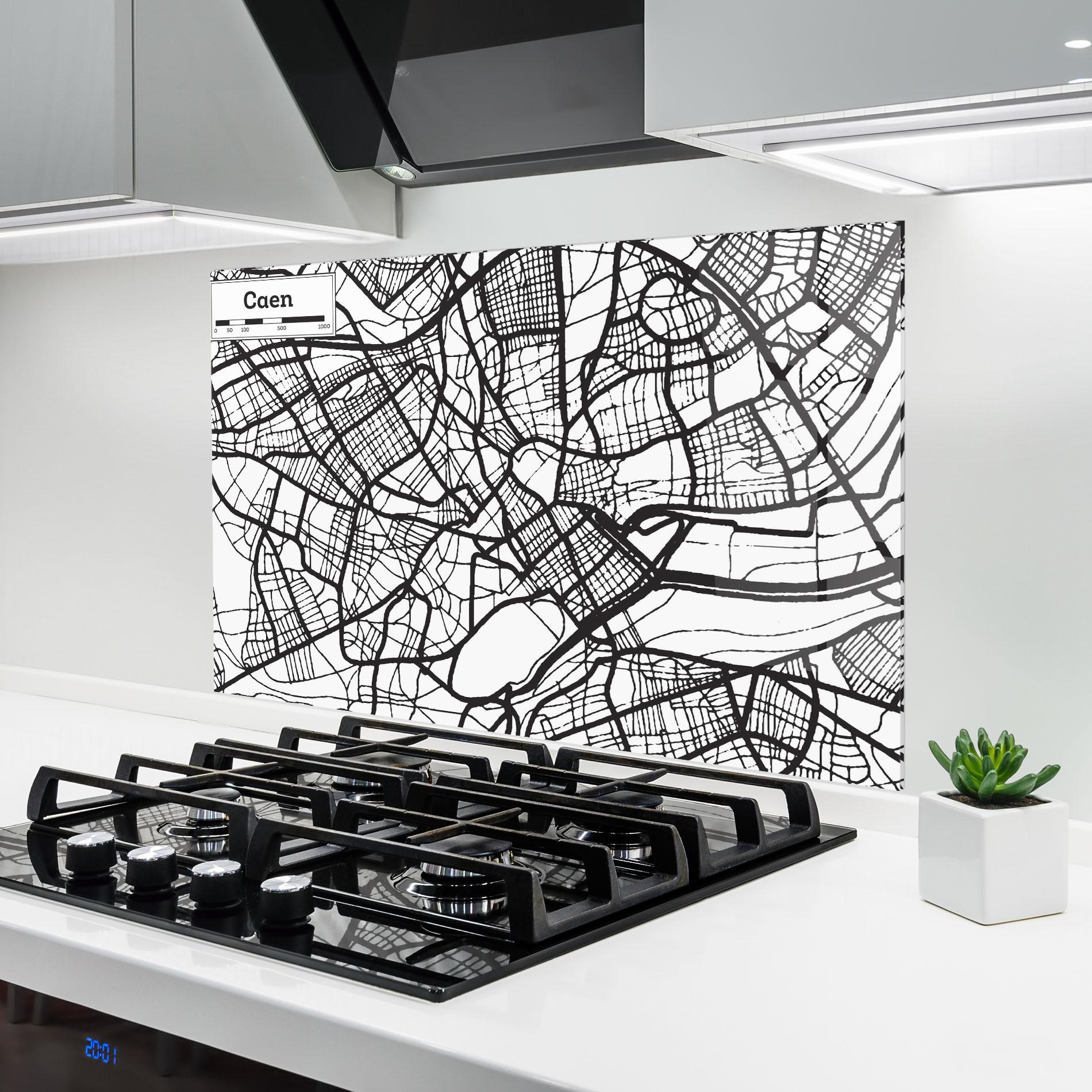 Panou Sticla Bucatarie Caen Map mockup 6