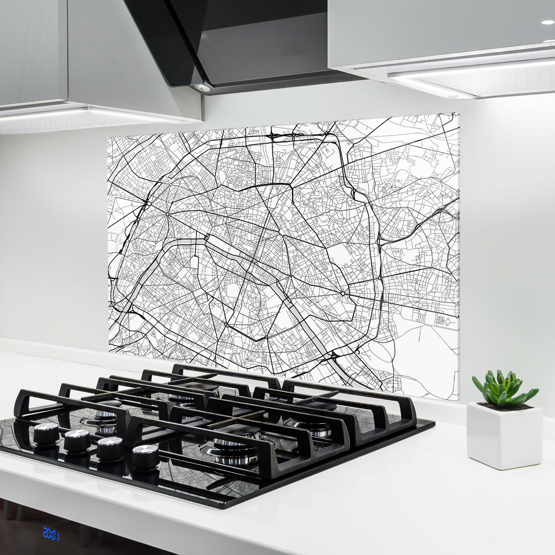 Panou Sticla Bucatarie City Black Line mockup 6