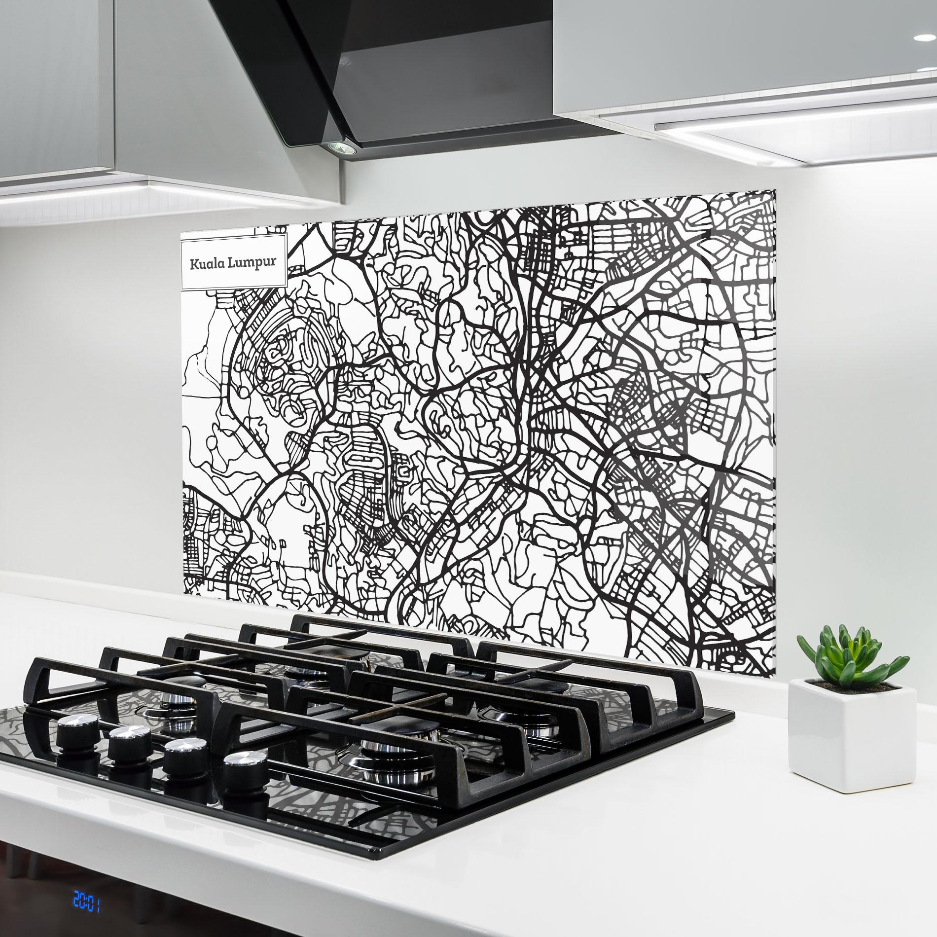 Panou Sticla Bucatarie Kuala Lumpur Map mockup 6