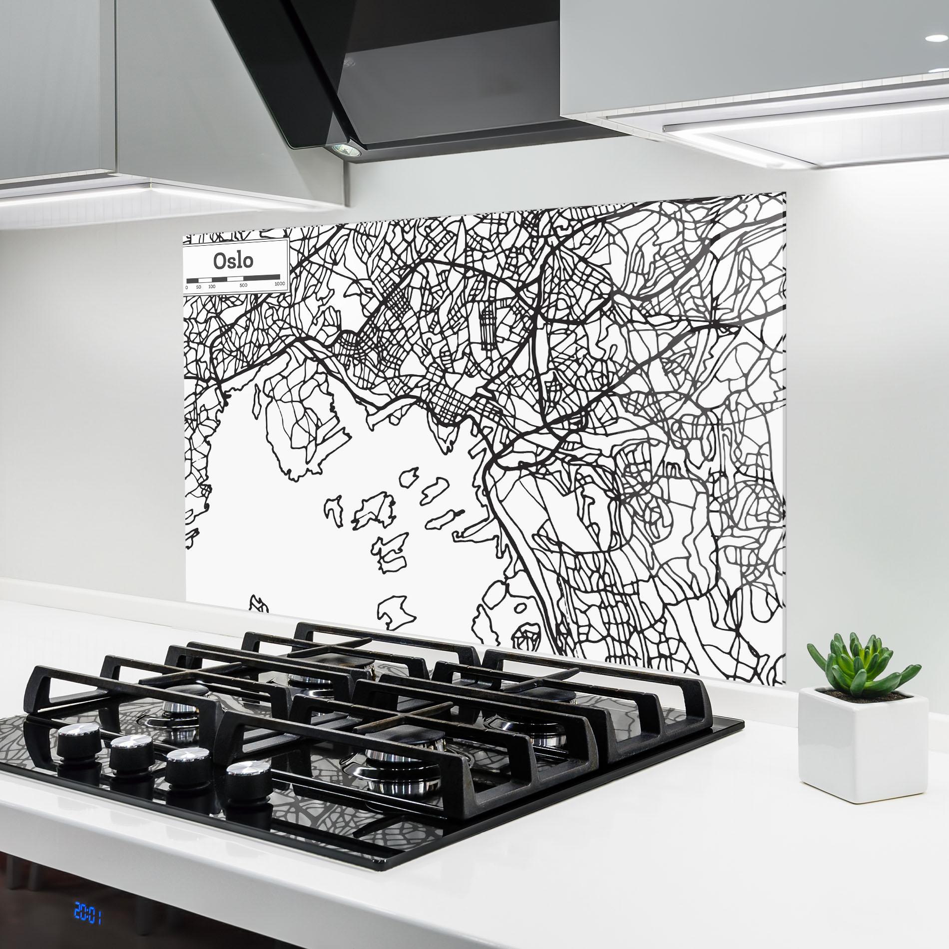 Panou Sticla Bucatarie Oslo Map mockup 6