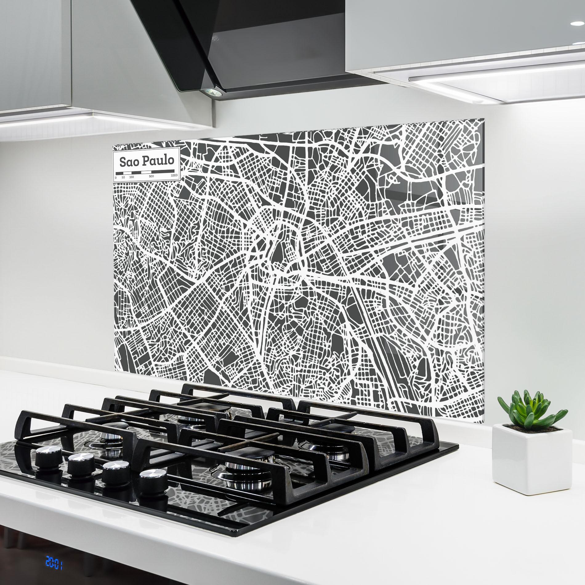 Panou Sticla Bucatarie Sao Paulo Map mockup 6