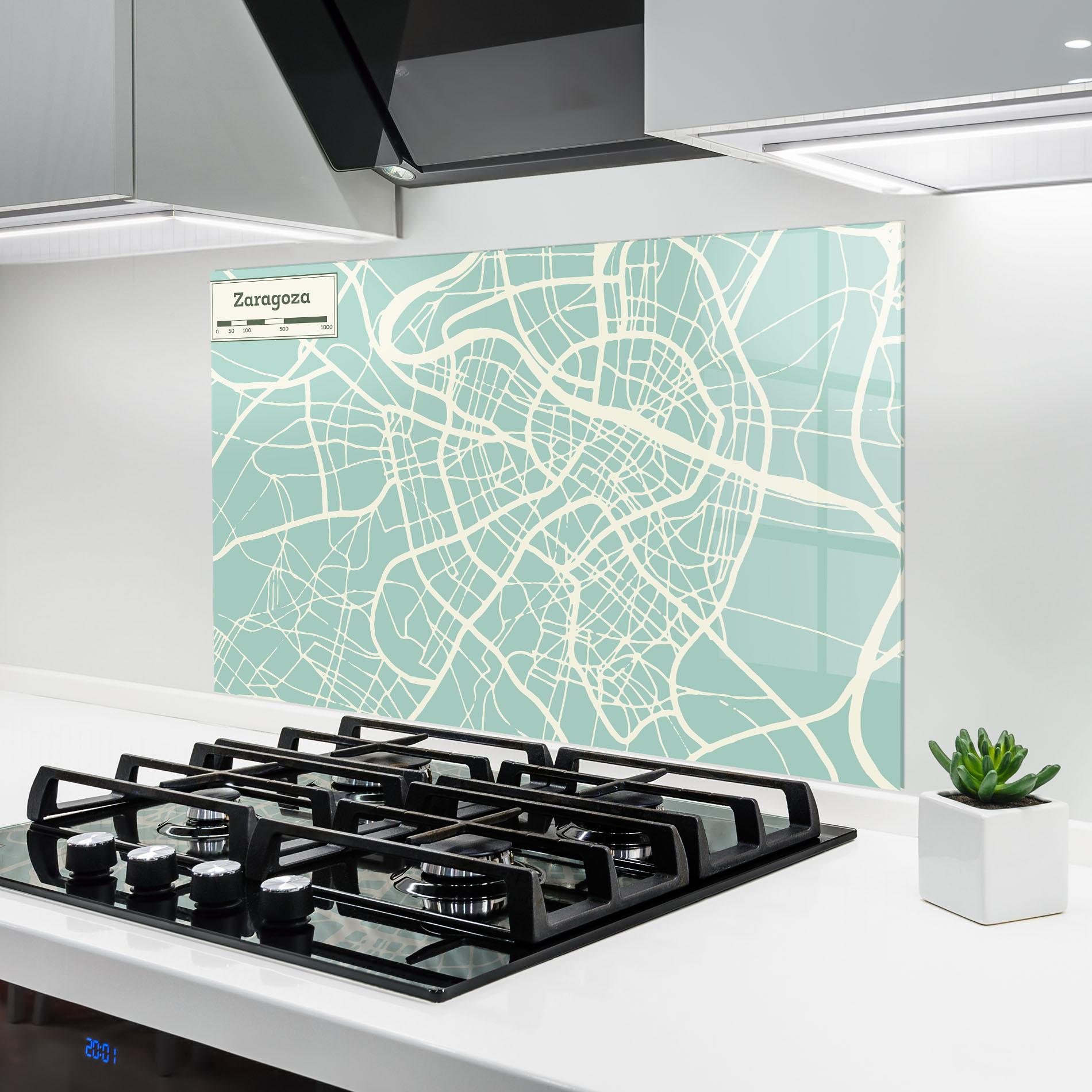 Panou Sticla Bucatarie Zaragoza Map mockup 6