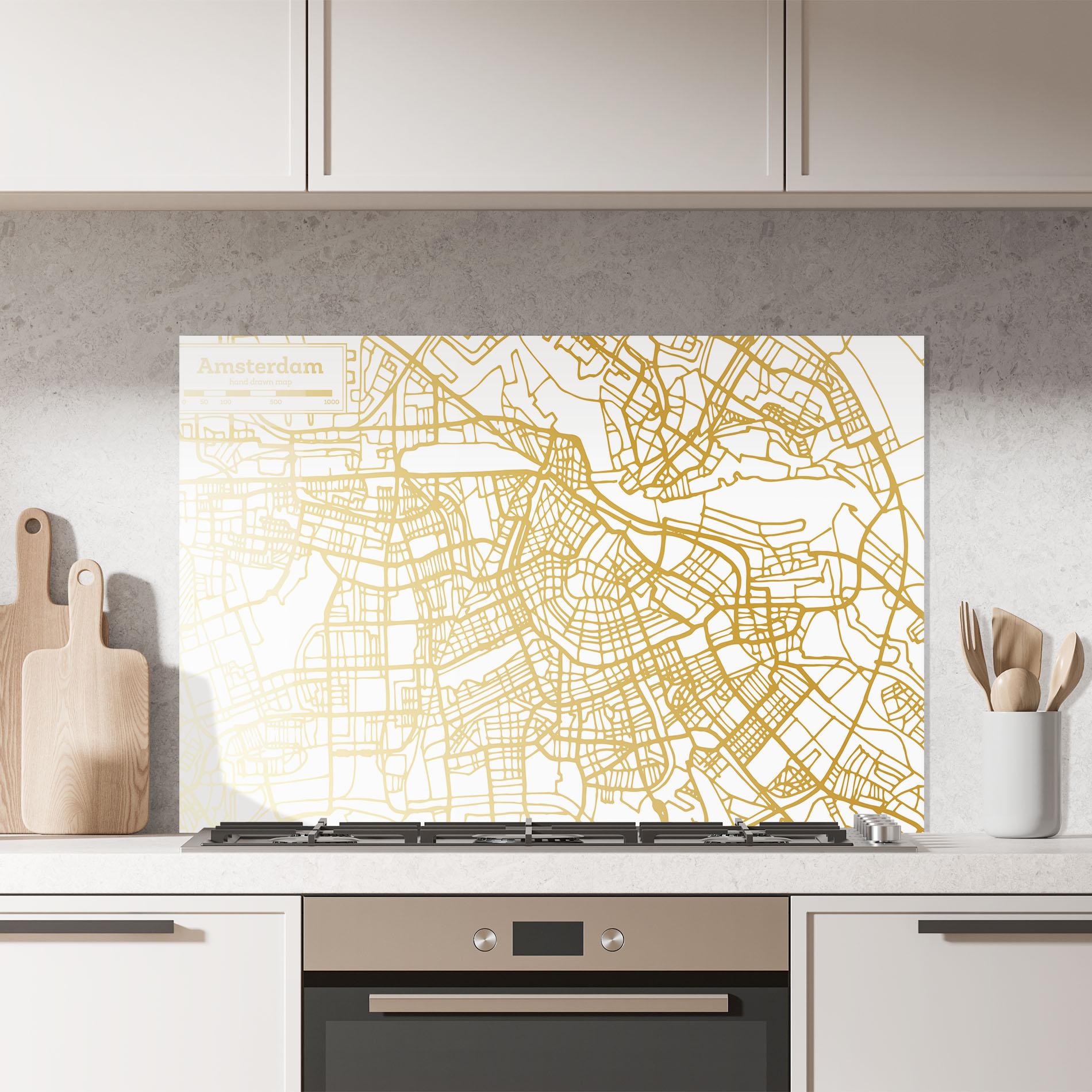 Panou Sticla Bucatarie Amsterdam Gold Map mockup 7