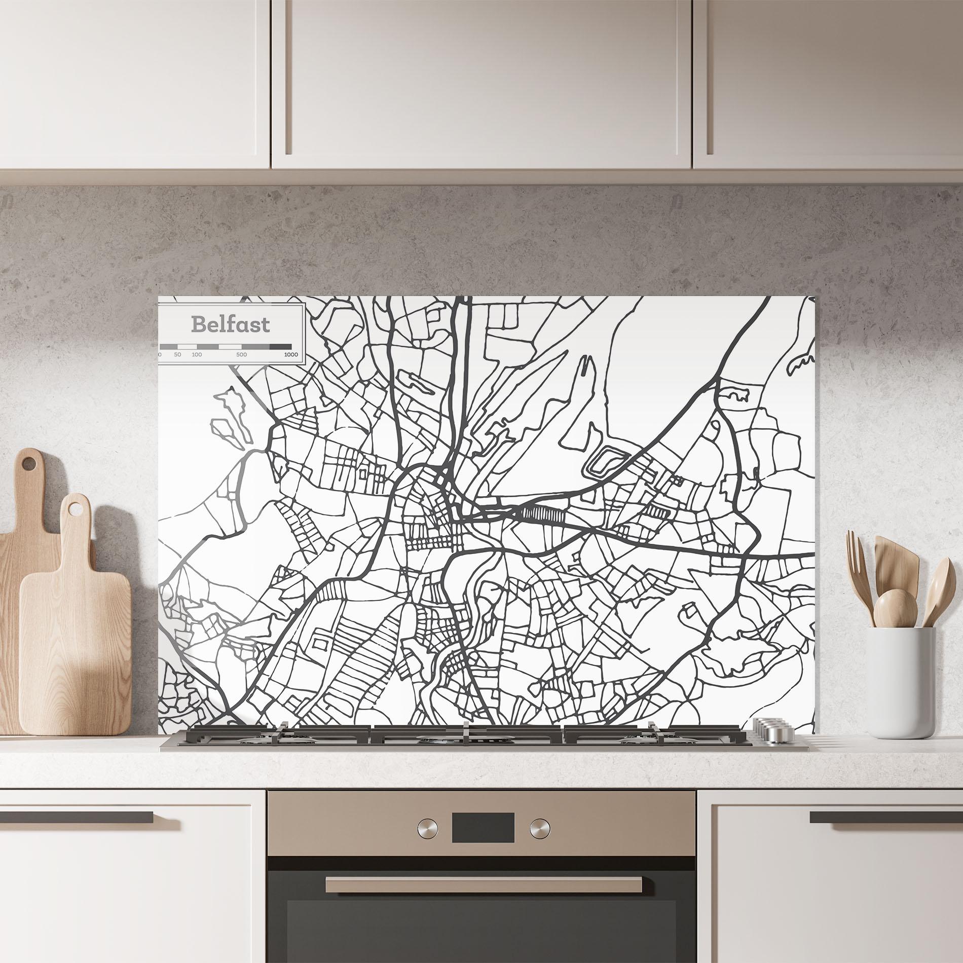 Panou Sticla Bucatarie Belfast Map mockup 7