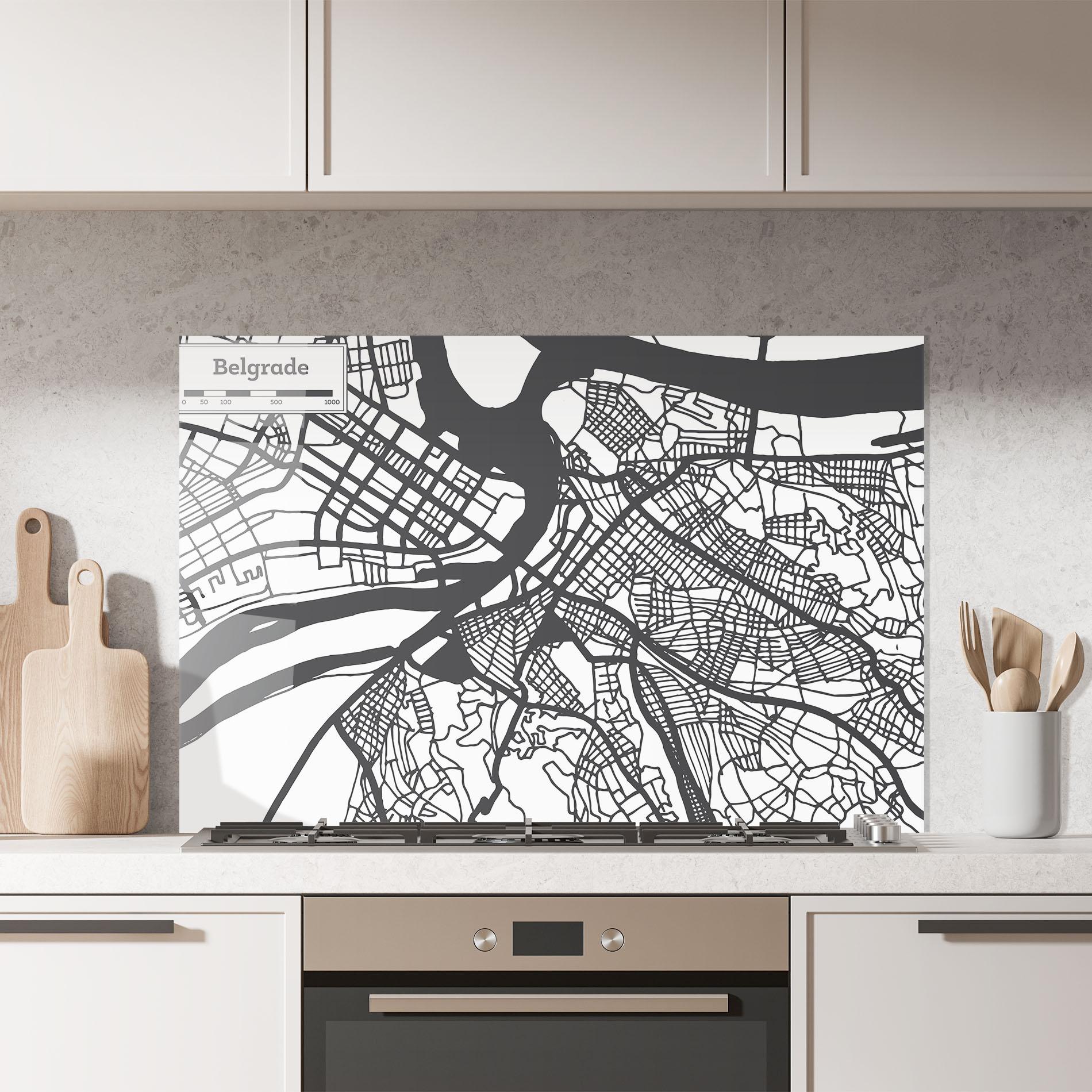Panou Sticla Bucatarie Belgrade Map mockup 7