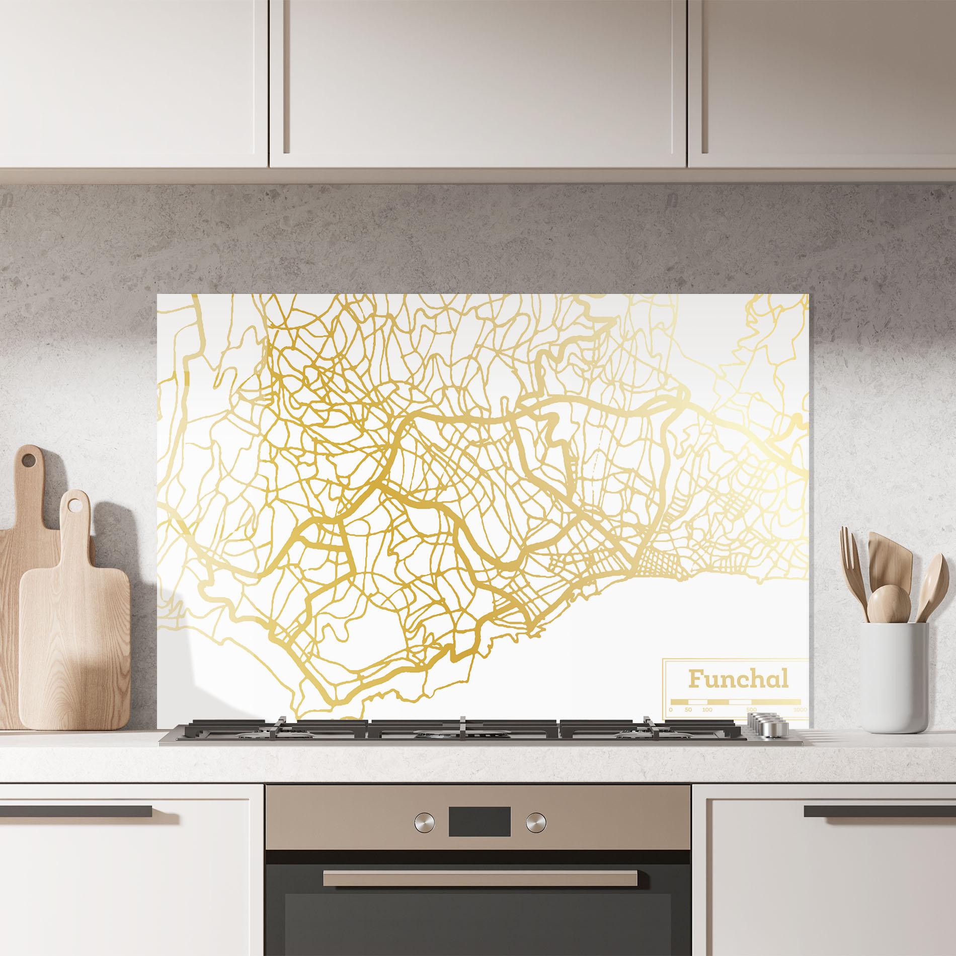 Panou Sticla Bucatarie Funchal Gold Map mockup 7