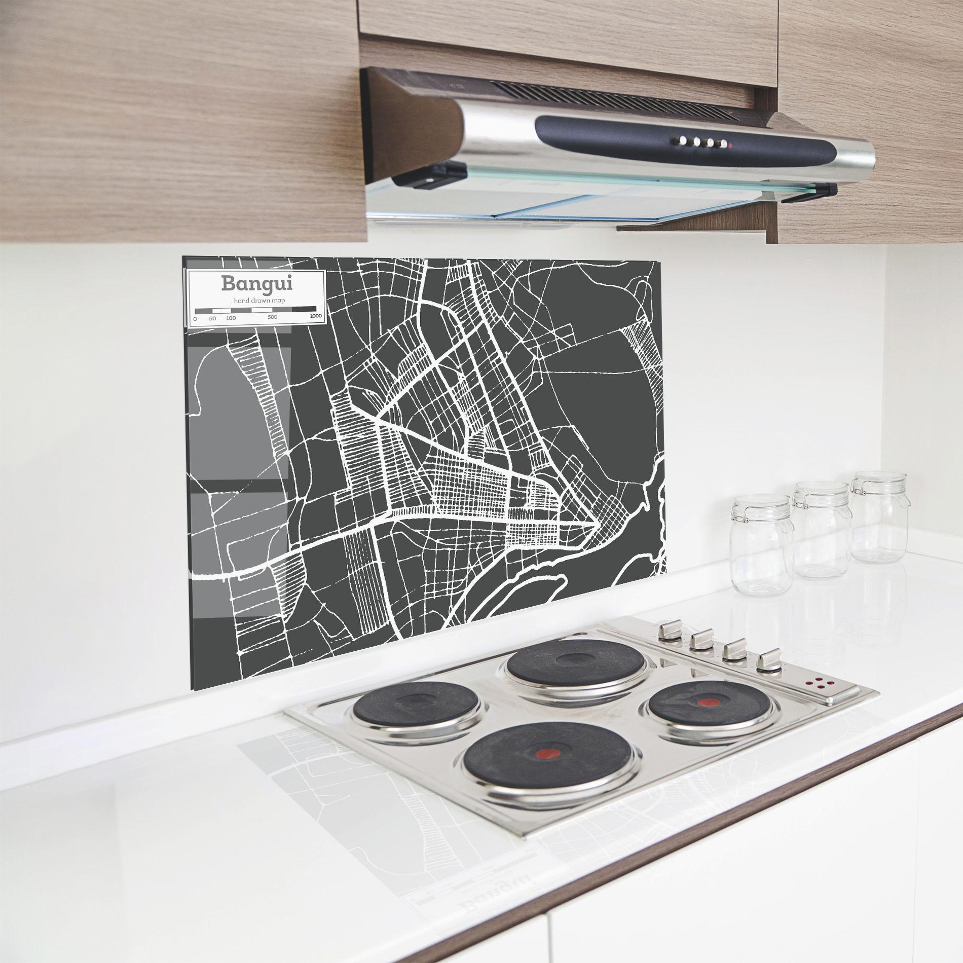 Panou Sticla Bucatarie Bangui Map mockup 8