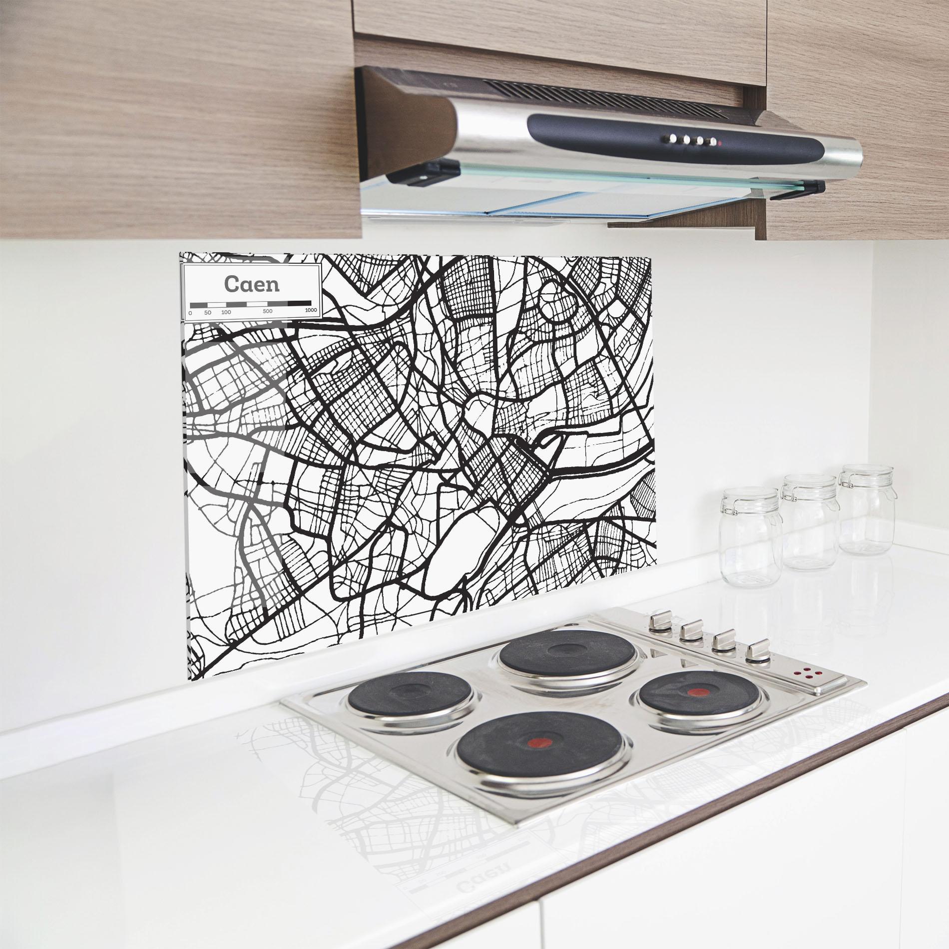 Panou Sticla Bucatarie Caen Map mockup 8