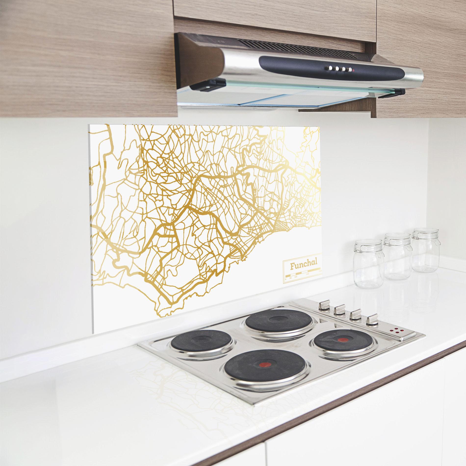 Panou Sticla Bucatarie Funchal Gold Map mockup 8