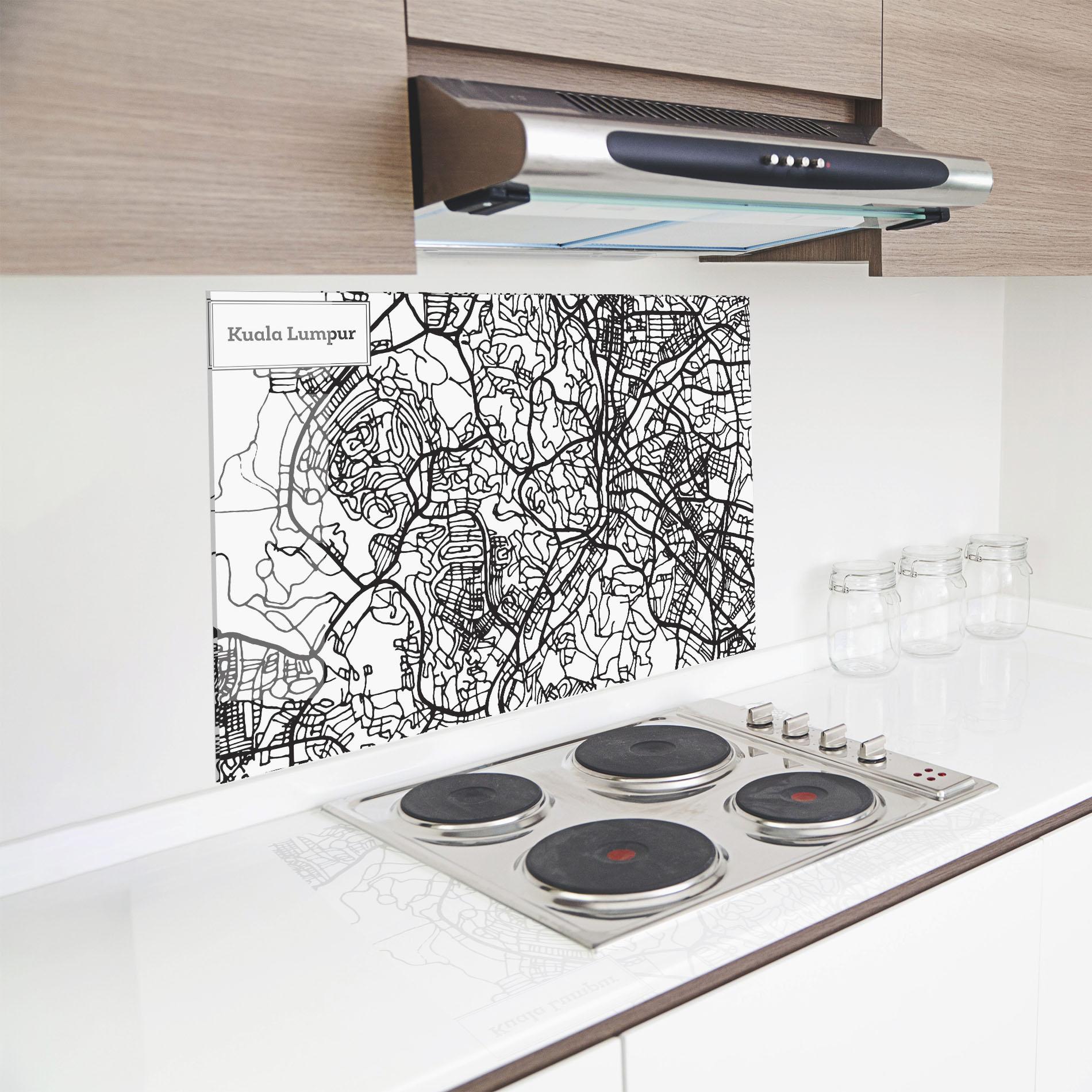 Panou Sticla Bucatarie Kuala Lumpur Map mockup 8