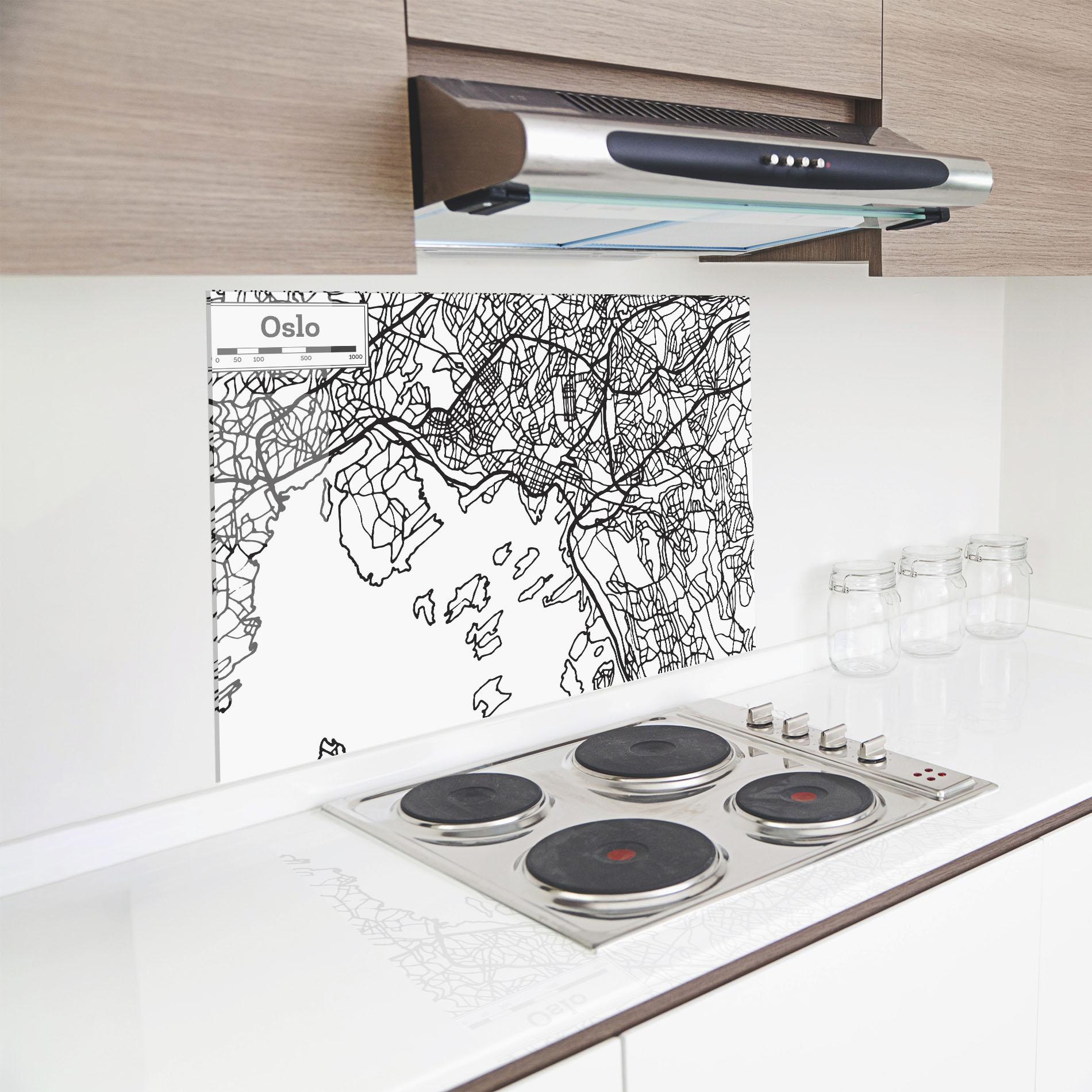 Panou Sticla Bucatarie Oslo Map mockup 8