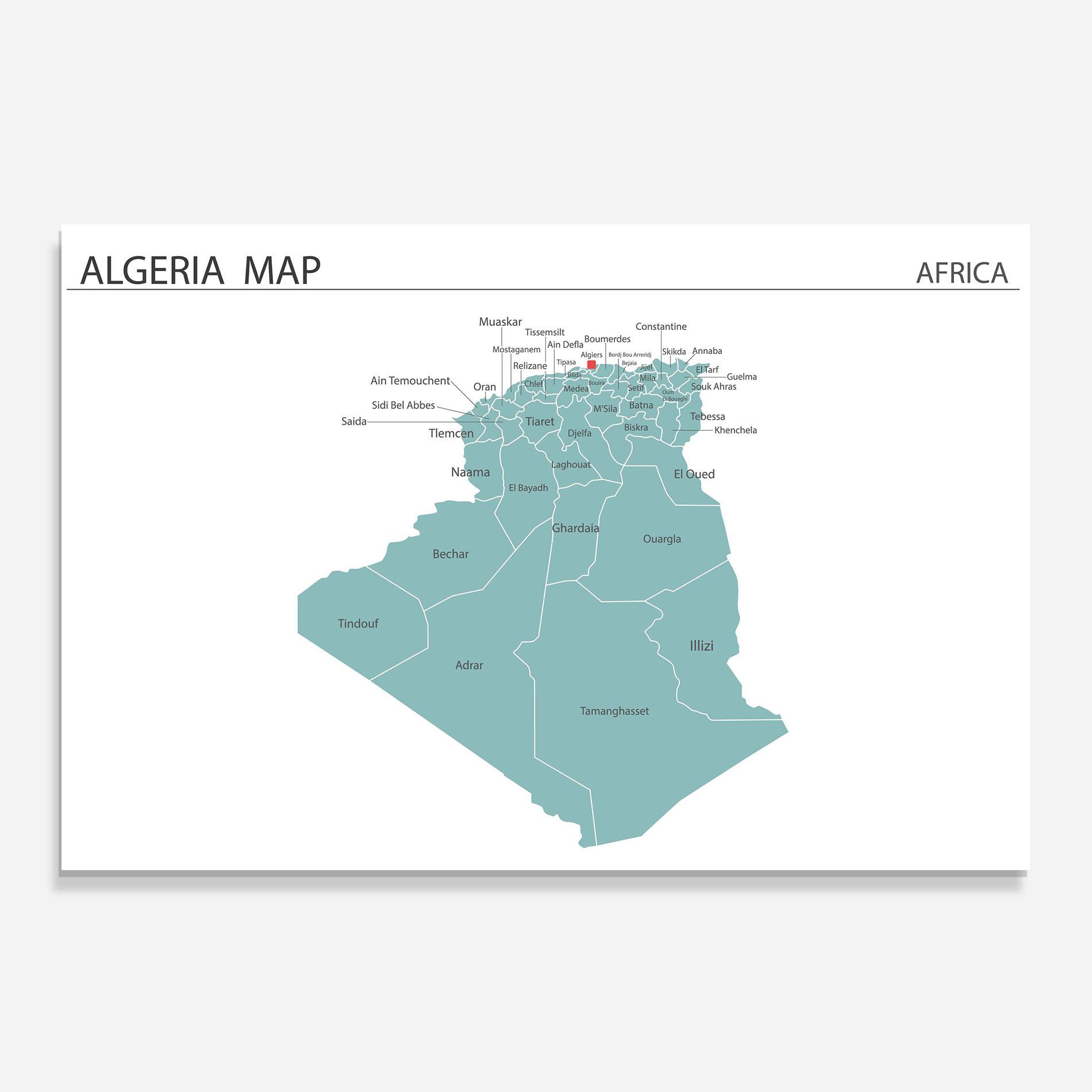 Panou Sticla Bucatarie Algeria Map mockup 0