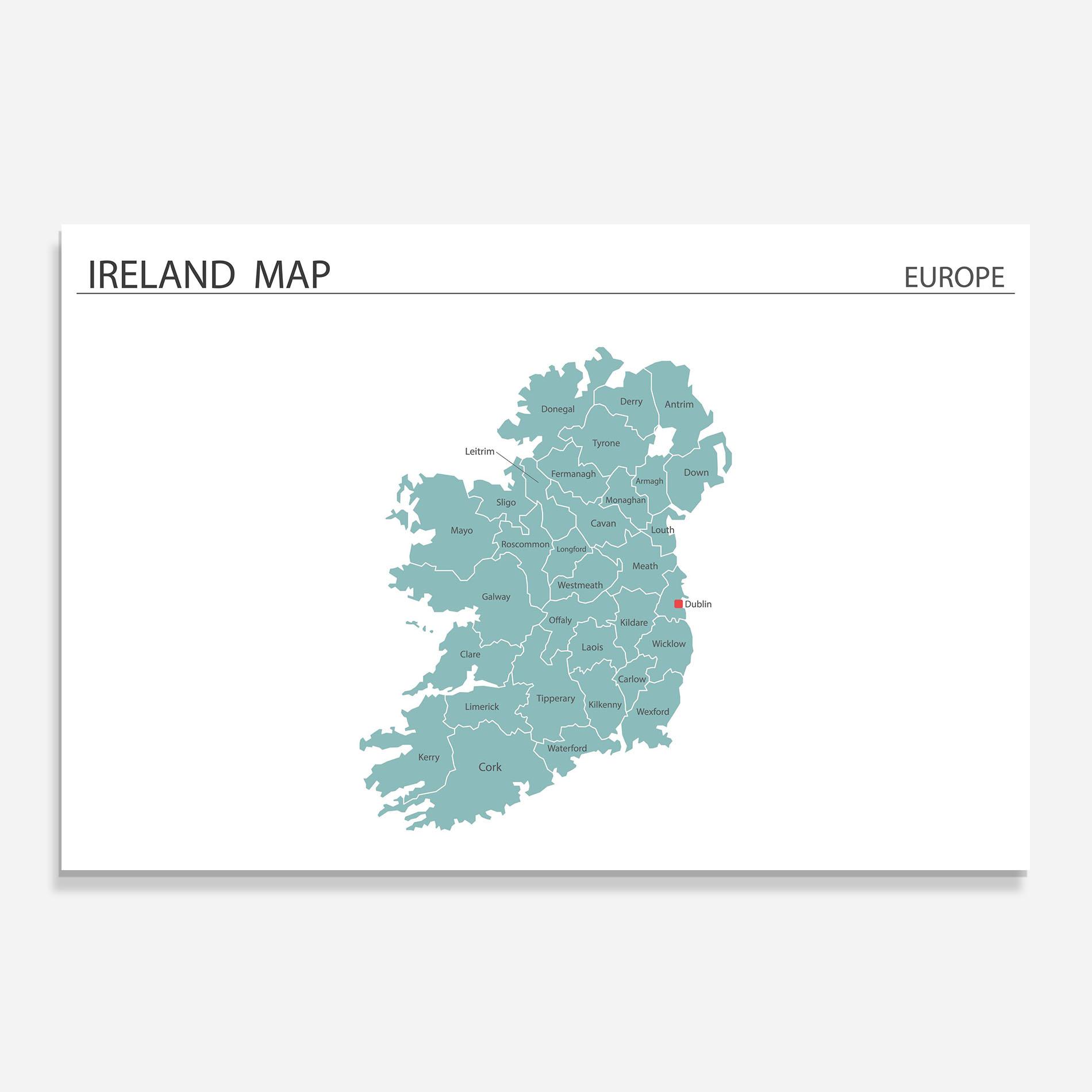 Panou Sticla Bucatarie Ireland Map mockup 0