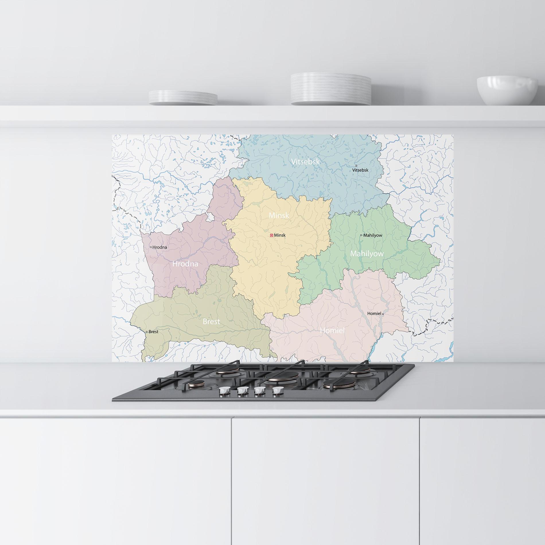 Panou Sticla Bucatarie Belarus Map mockup 9