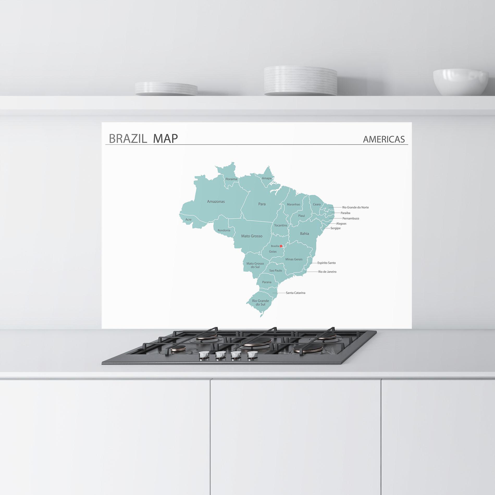 Panou Sticla Bucatarie Brazil Map mockup 9