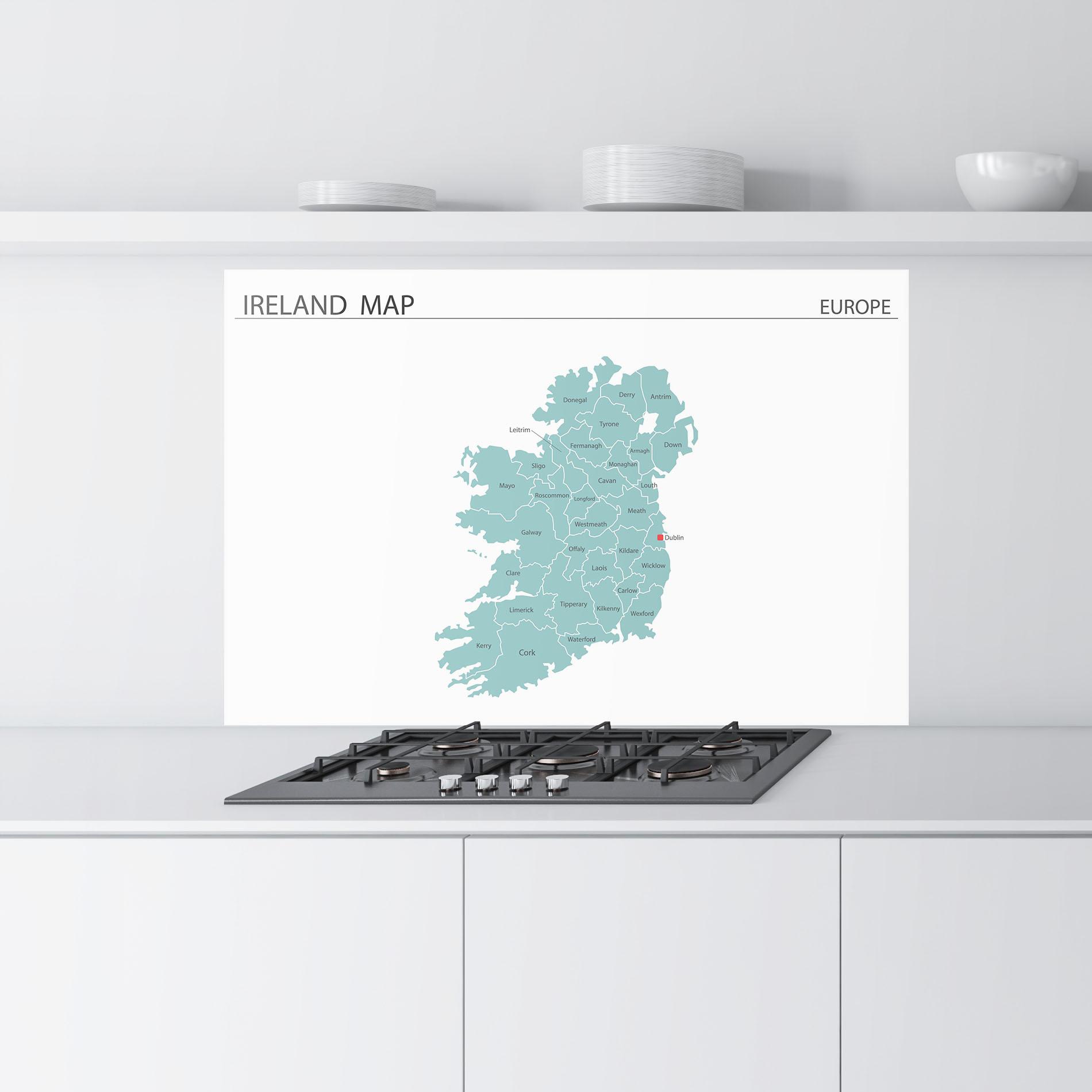 Panou Sticla Bucatarie Ireland Map mockup 9