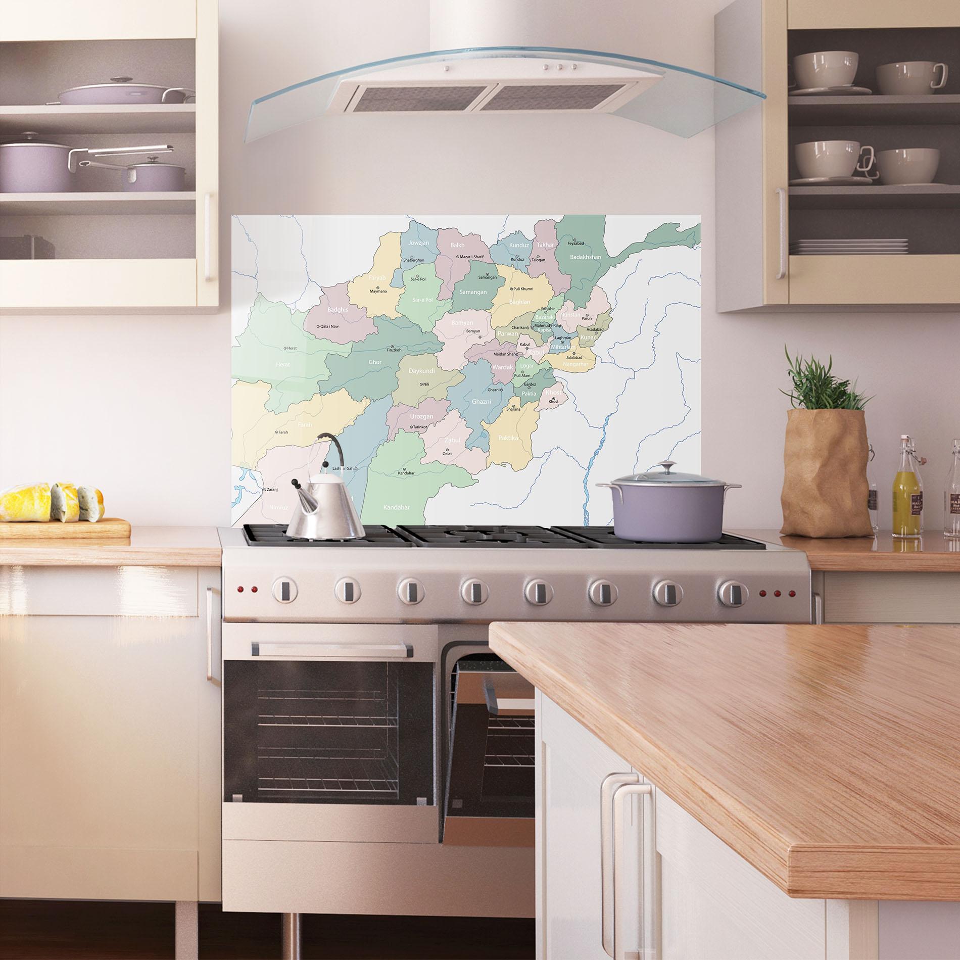 Panou Sticla Bucatarie Afghanistan Map mockup 1