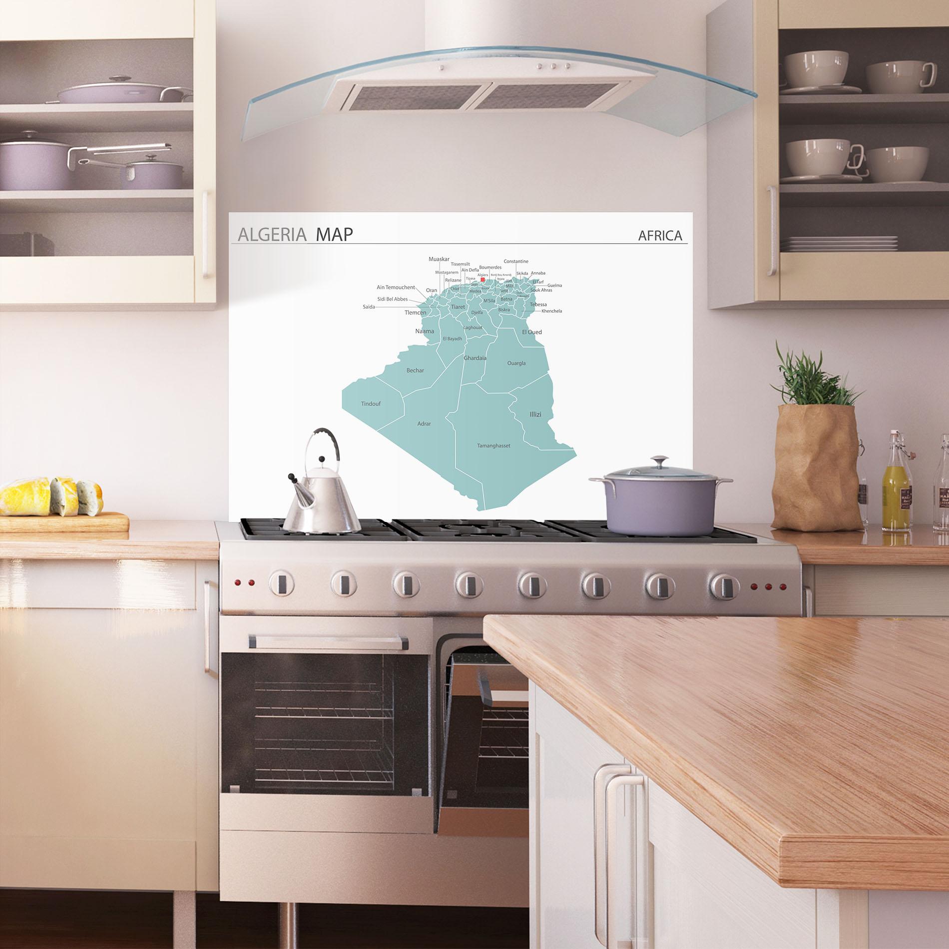 Panou Sticla Bucatarie Algeria Map mockup 1