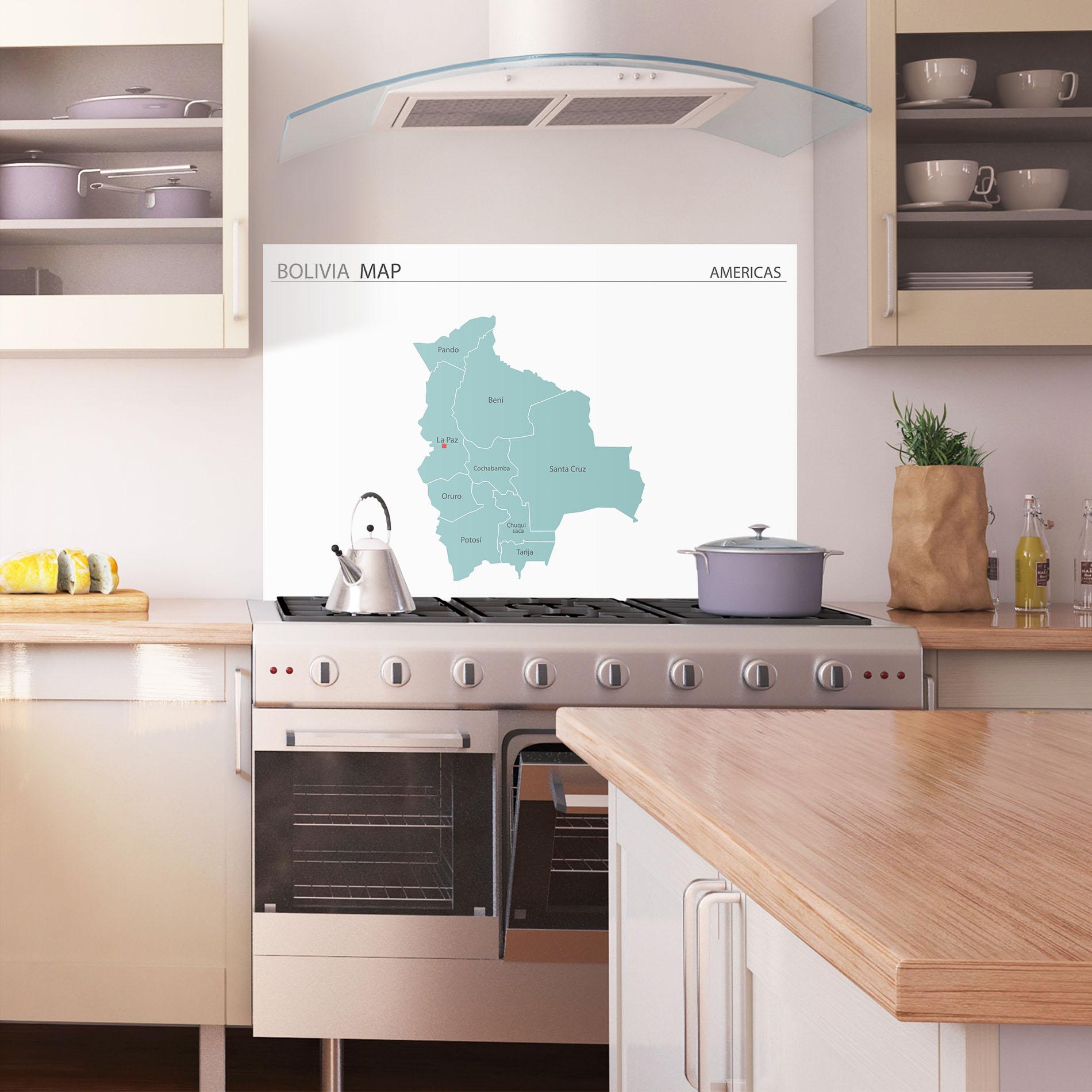 Panou Sticla Bucatarie Bolivia Map mockup 1