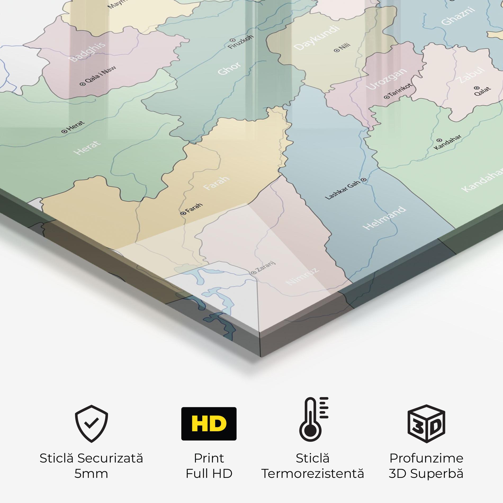 Panou Sticla Bucatarie Afghanistan Map mockup 2