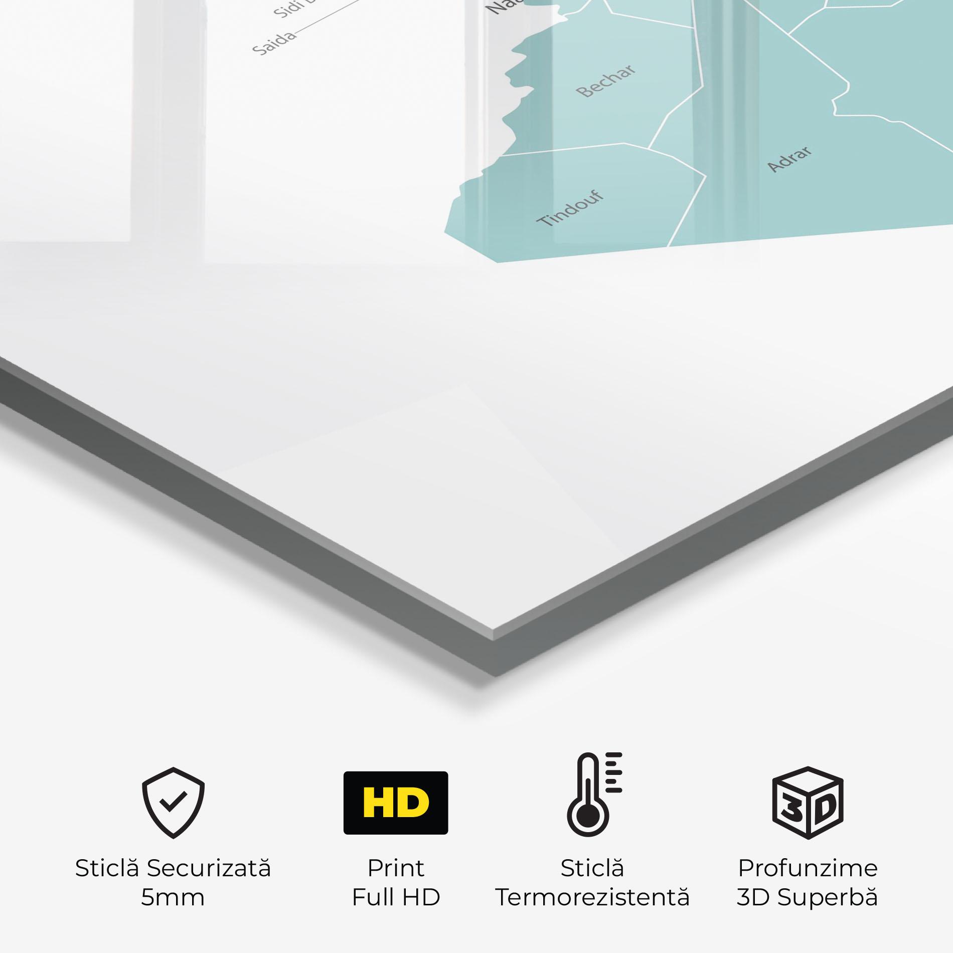 Panou Sticla Bucatarie Algeria Map mockup 2