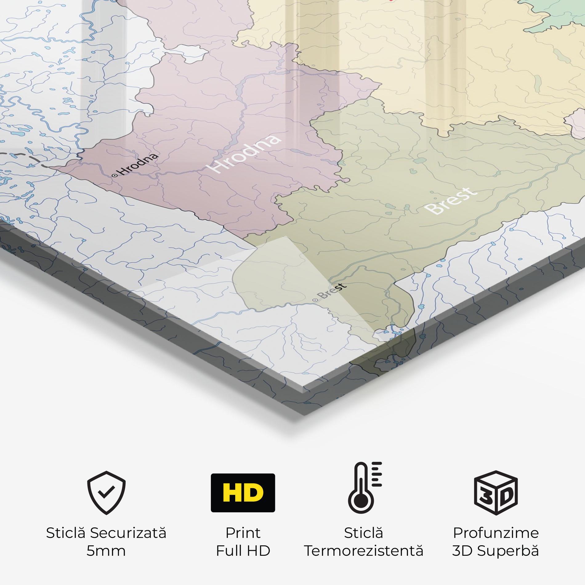 Panou Sticla Bucatarie Belarus Map mockup 2