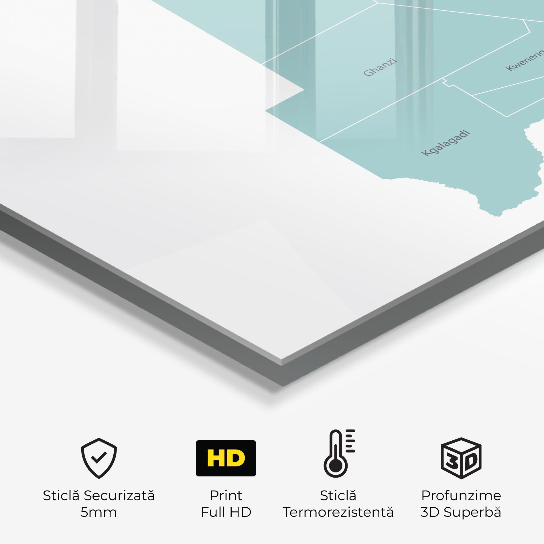 Panou Sticla Bucatarie Botswana Map mockup 2