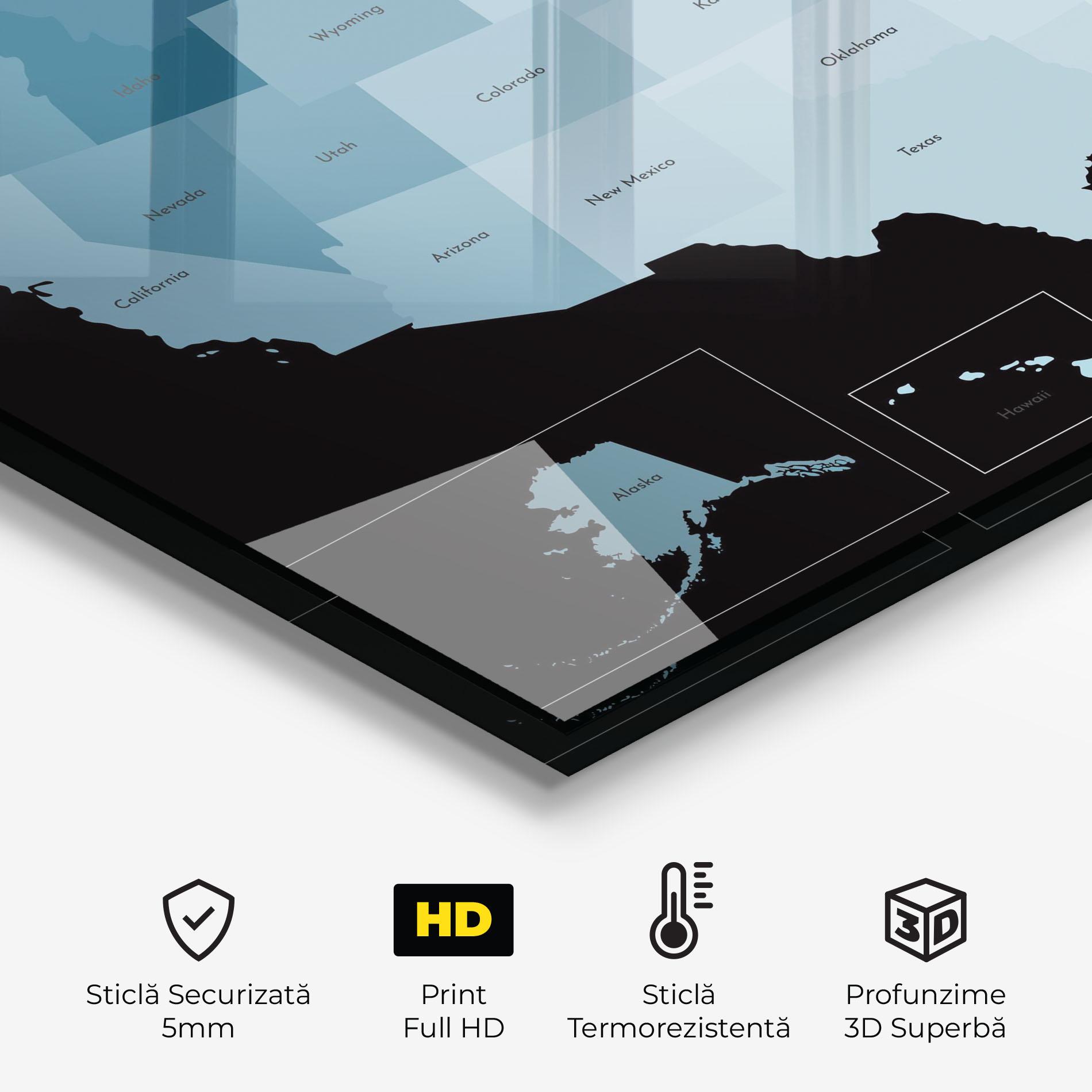 Panou Sticla Bucatarie Sua Blue Map mockup 2