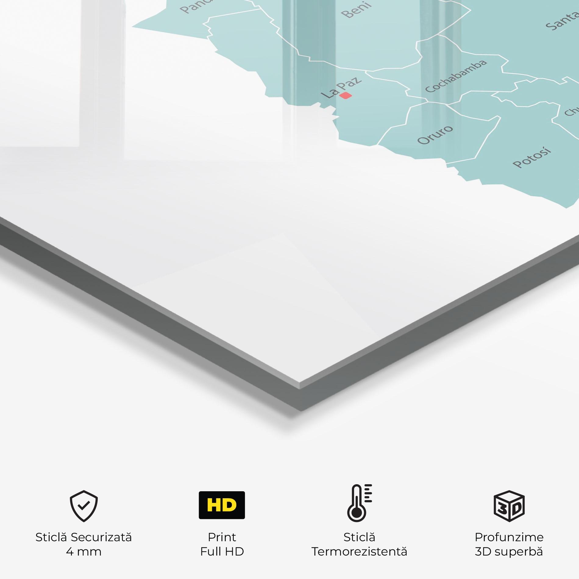 Panou Sticla Bucatarie Bolivia Map mockup 2