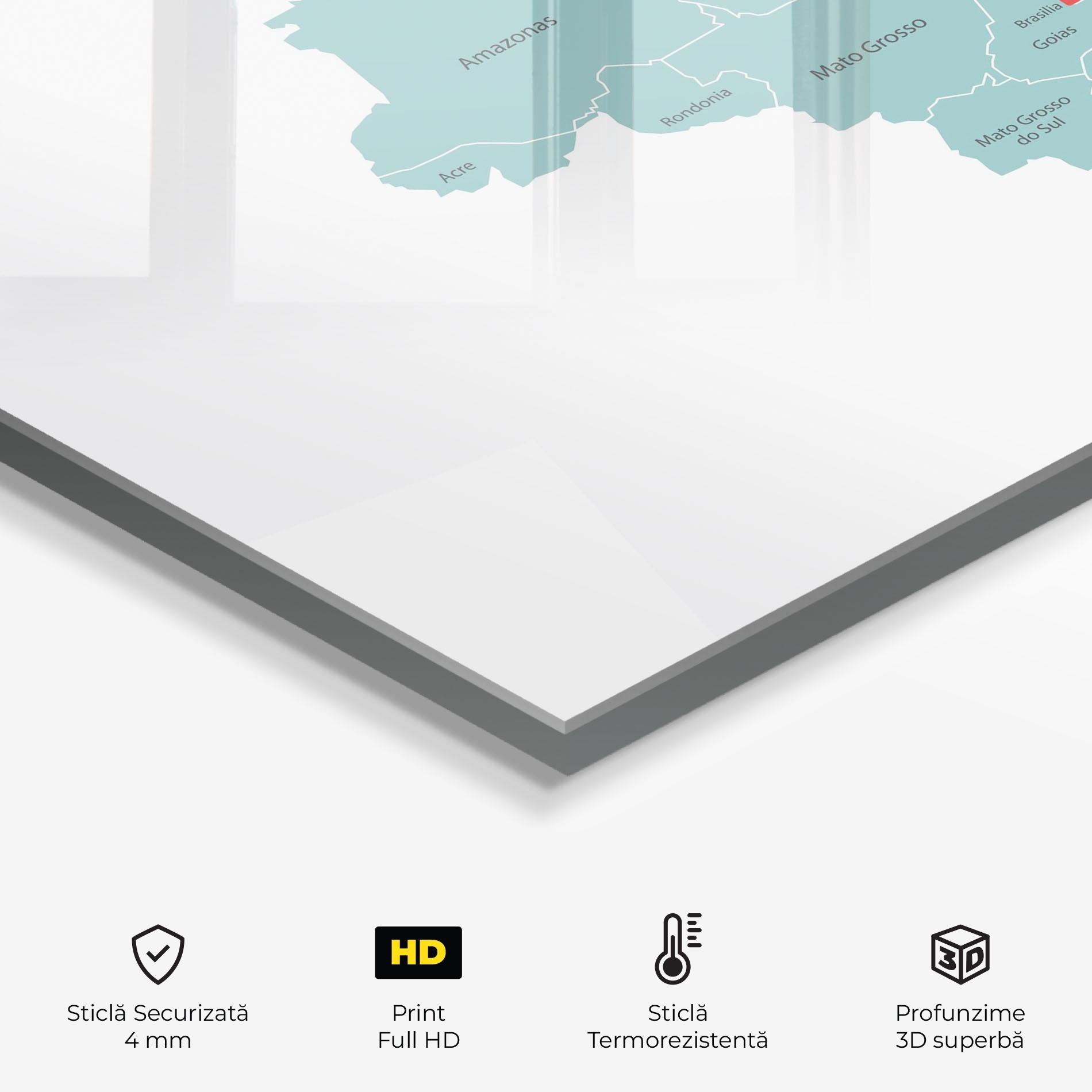 Panou Sticla Bucatarie Brazil Map mockup 2