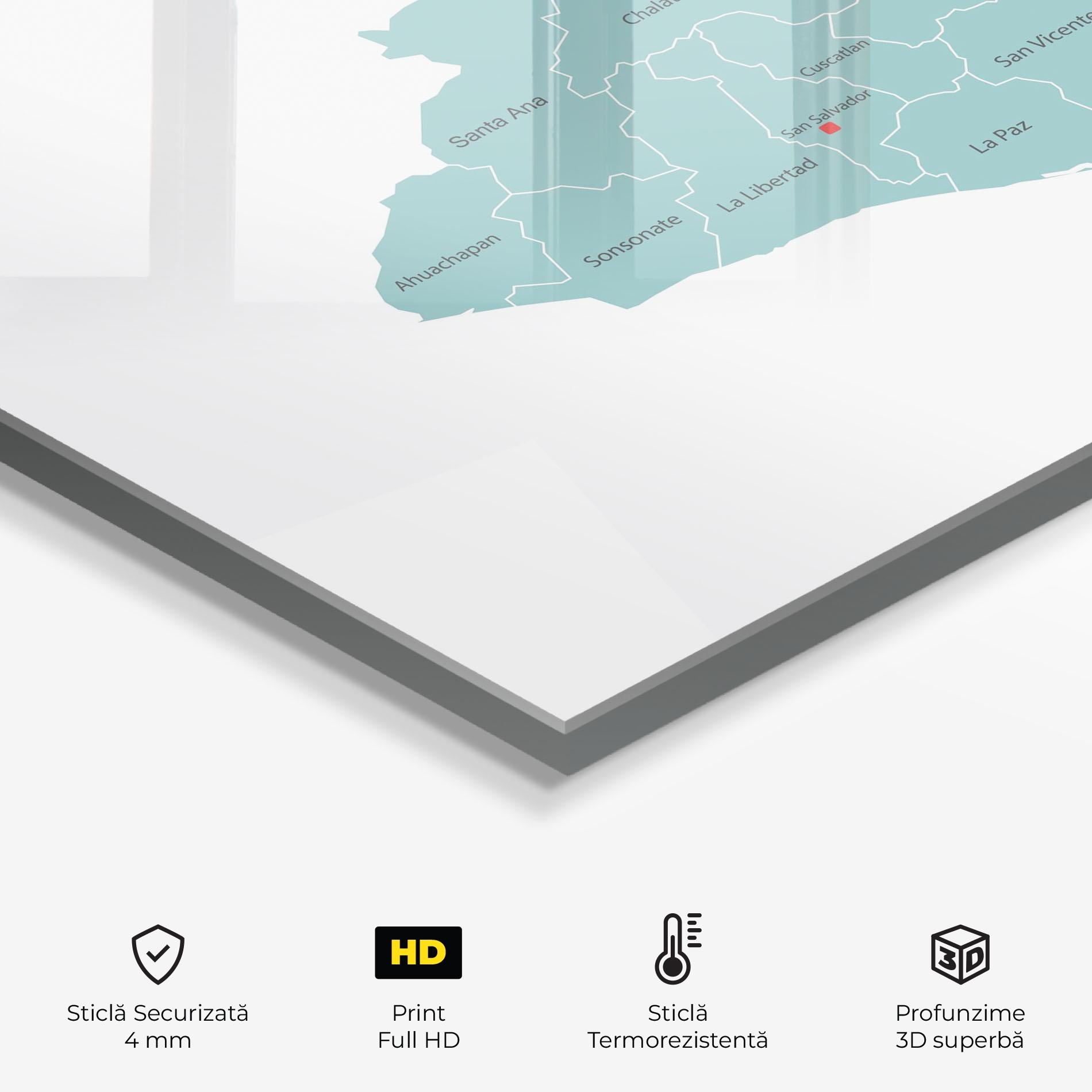 Panou Sticla Bucatarie El Salvador Map mockup 2