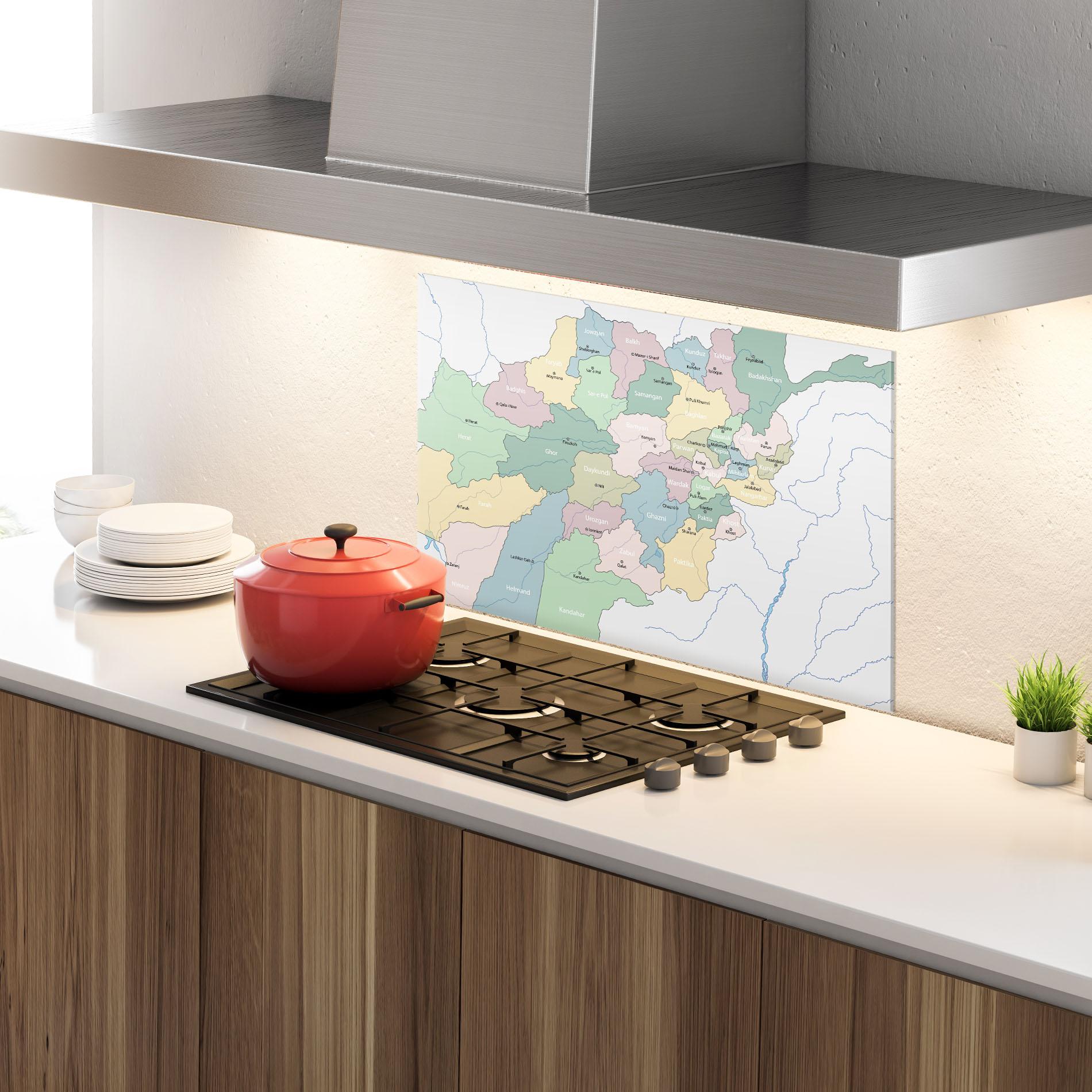 Panou Sticla Bucatarie Afghanistan Map mockup 4