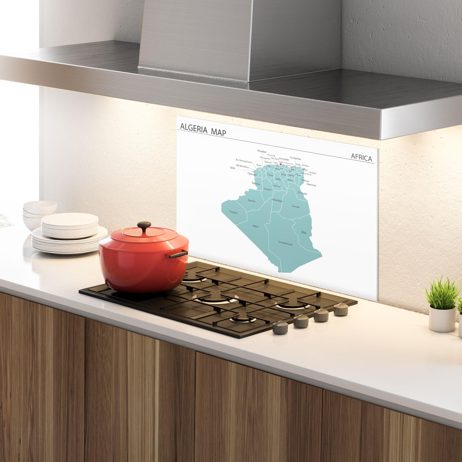 Panou Sticla Bucatarie Algeria Map mockup 4