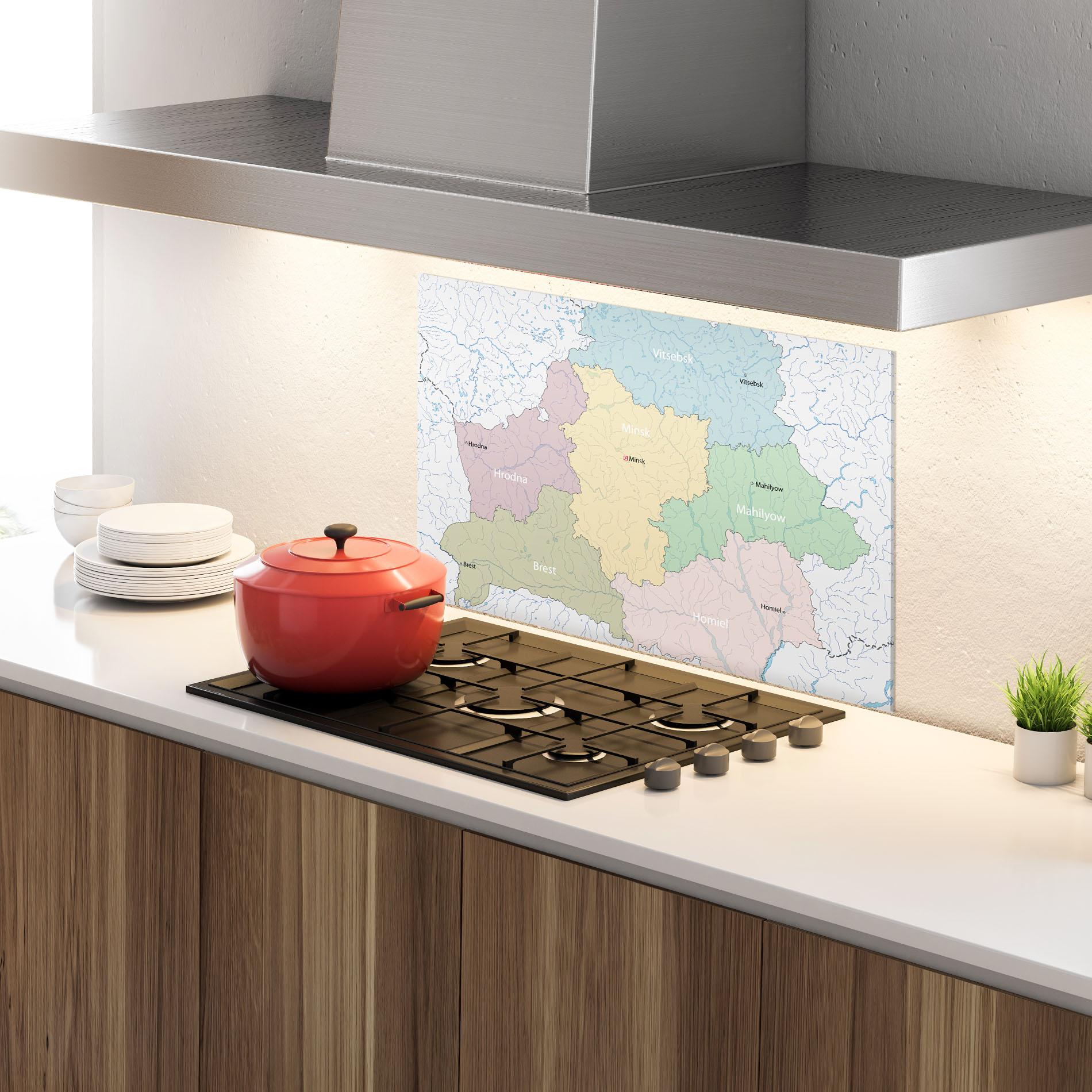 Panou Sticla Bucatarie Belarus Map mockup 4
