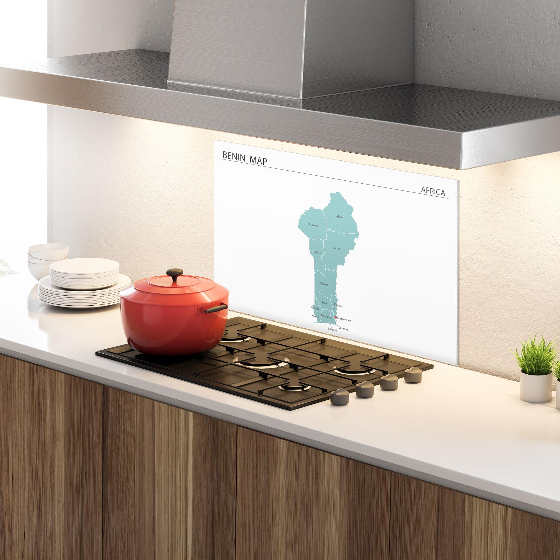 Panou Sticla Bucatarie Benin Map mockup 4
