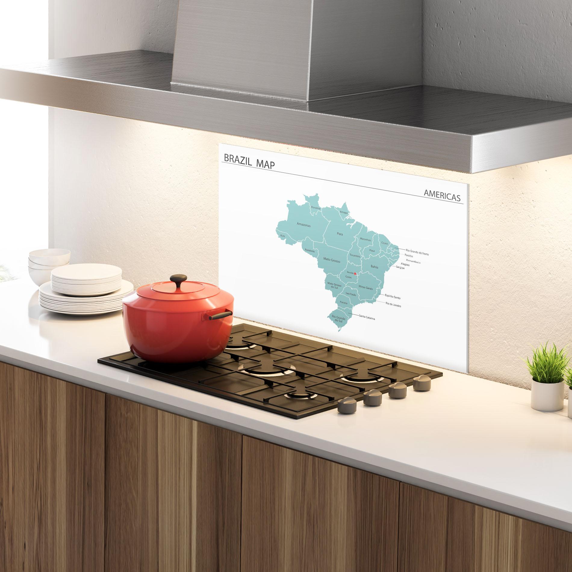 Panou Sticla Bucatarie Brazil Map mockup 4