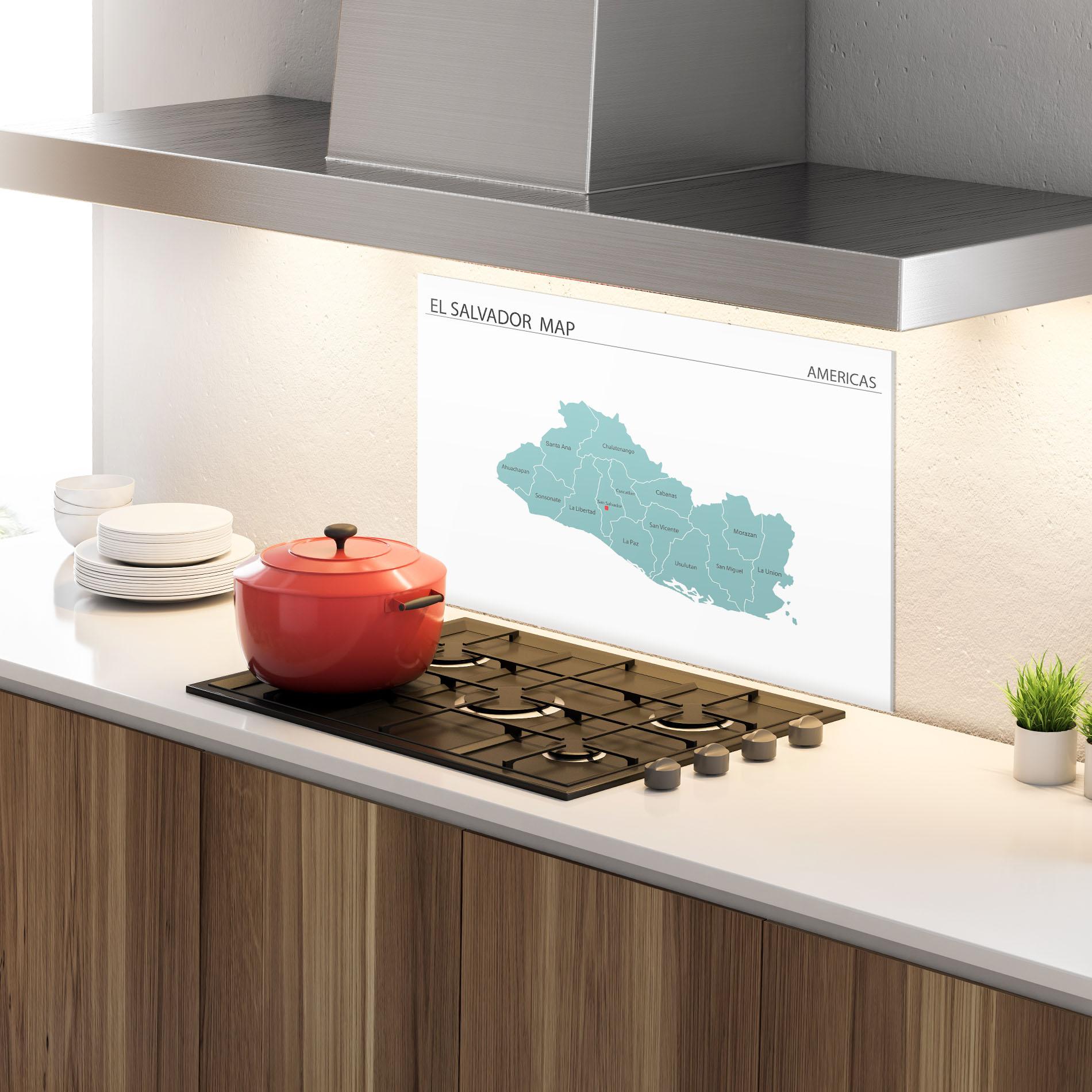 Panou Sticla Bucatarie El Salvador Map mockup 4