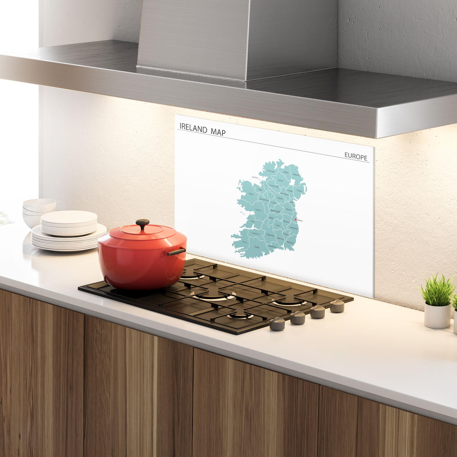 Panou Sticla Bucatarie Ireland Map mockup 4