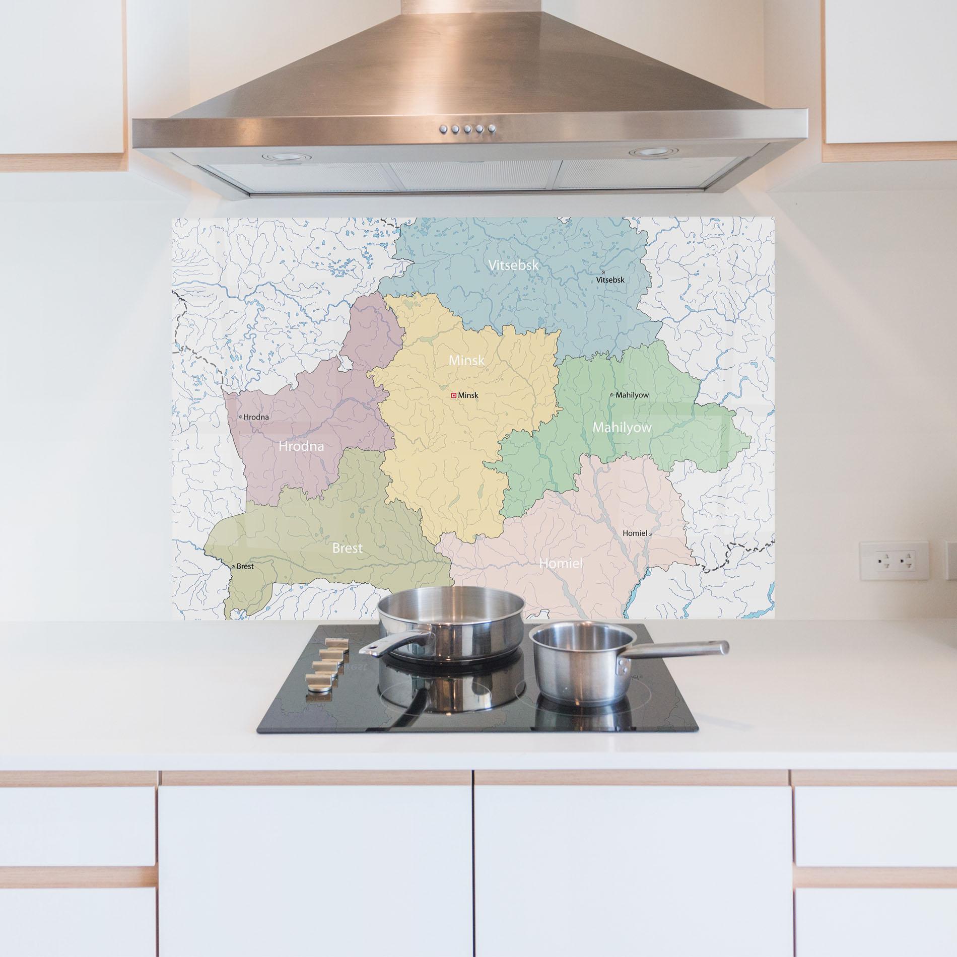 Panou Sticla Bucatarie Belarus Map mockup 5