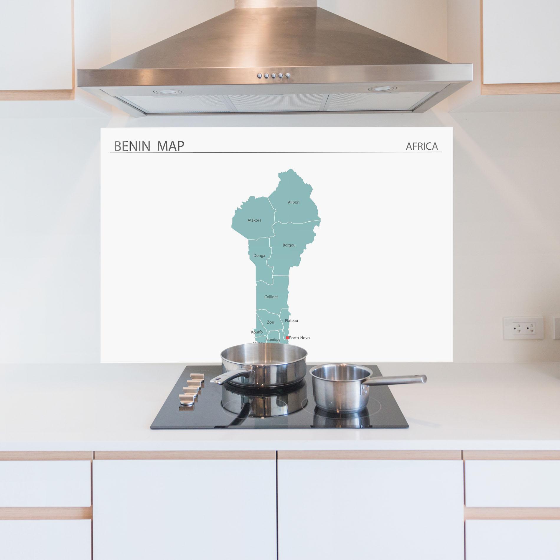 Panou Sticla Bucatarie Benin Map mockup 5